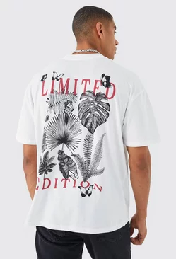 White Oversized Tropic Graphic T-shirt