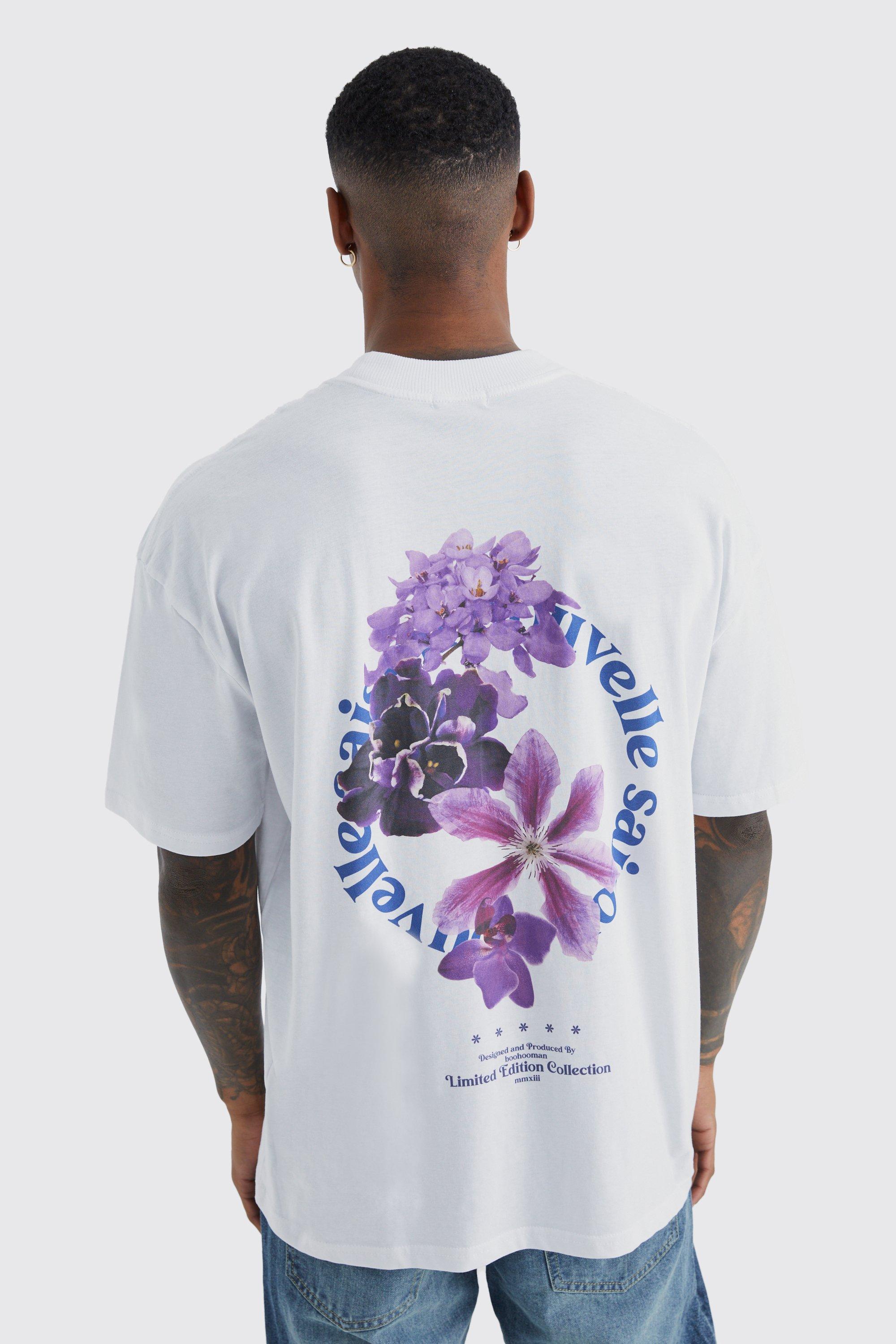 Oversized Man Floral Back Graphic T-Shirt