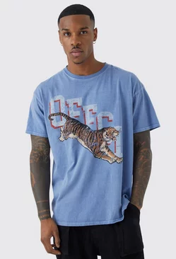 Dusty-blue Blue Washed Offcl Graphic T-shirt