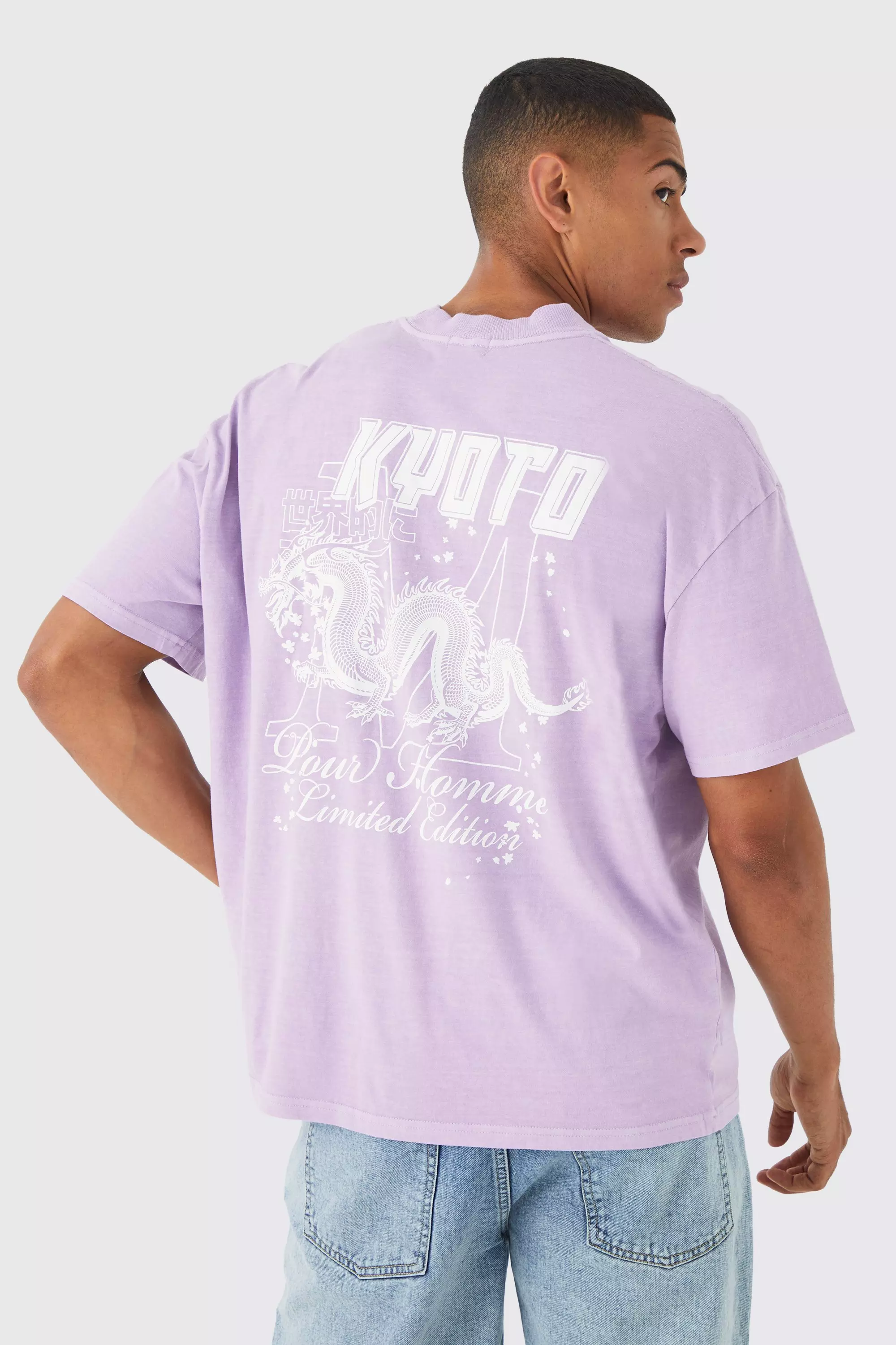 Oversized Wash Kyoto Graphic T-shirt Light pink
