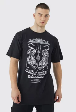 Tall Oversized Tiger Graphic T-shirt Black
