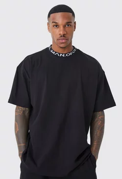 Black Oversized Jacquard Neck T-shirt