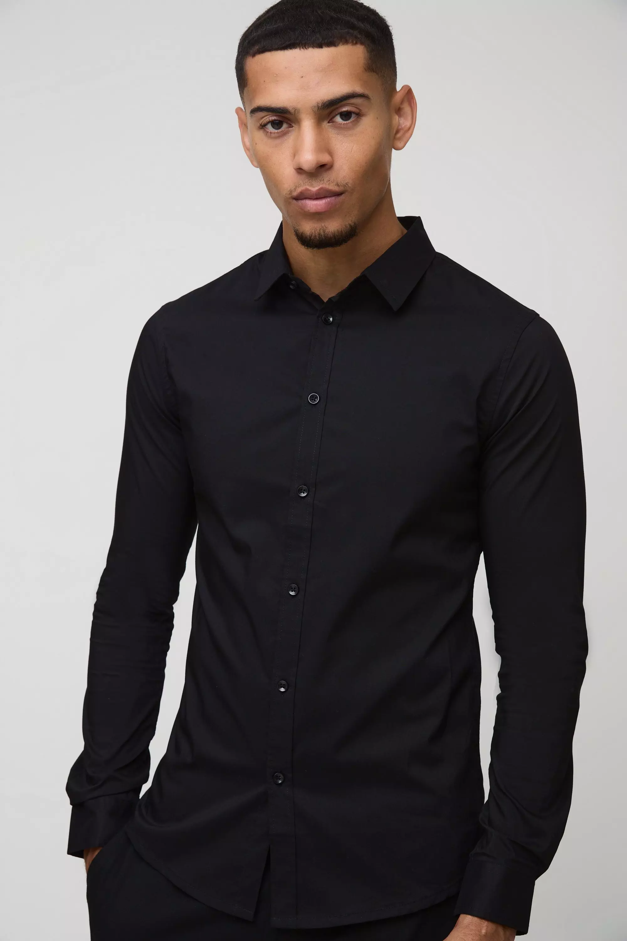 Black Long Sleeve Stretch Fit Shirt alternative image