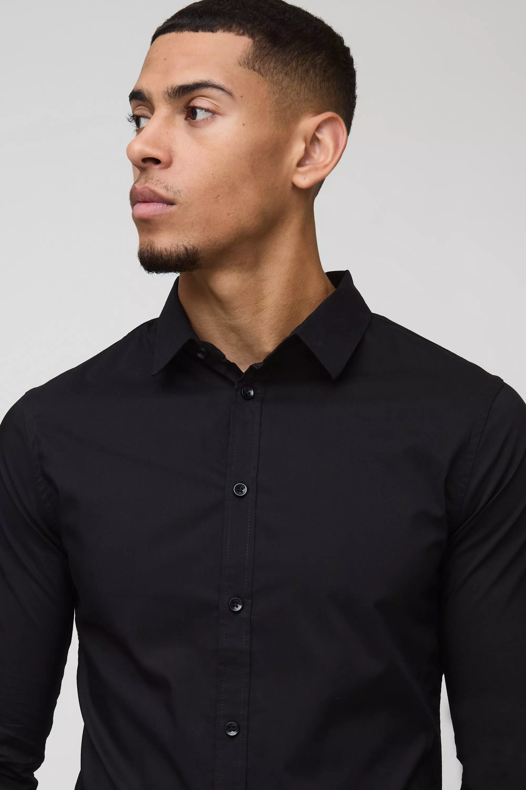 Black Long Sleeve Stretch Fit Shirt alternative image