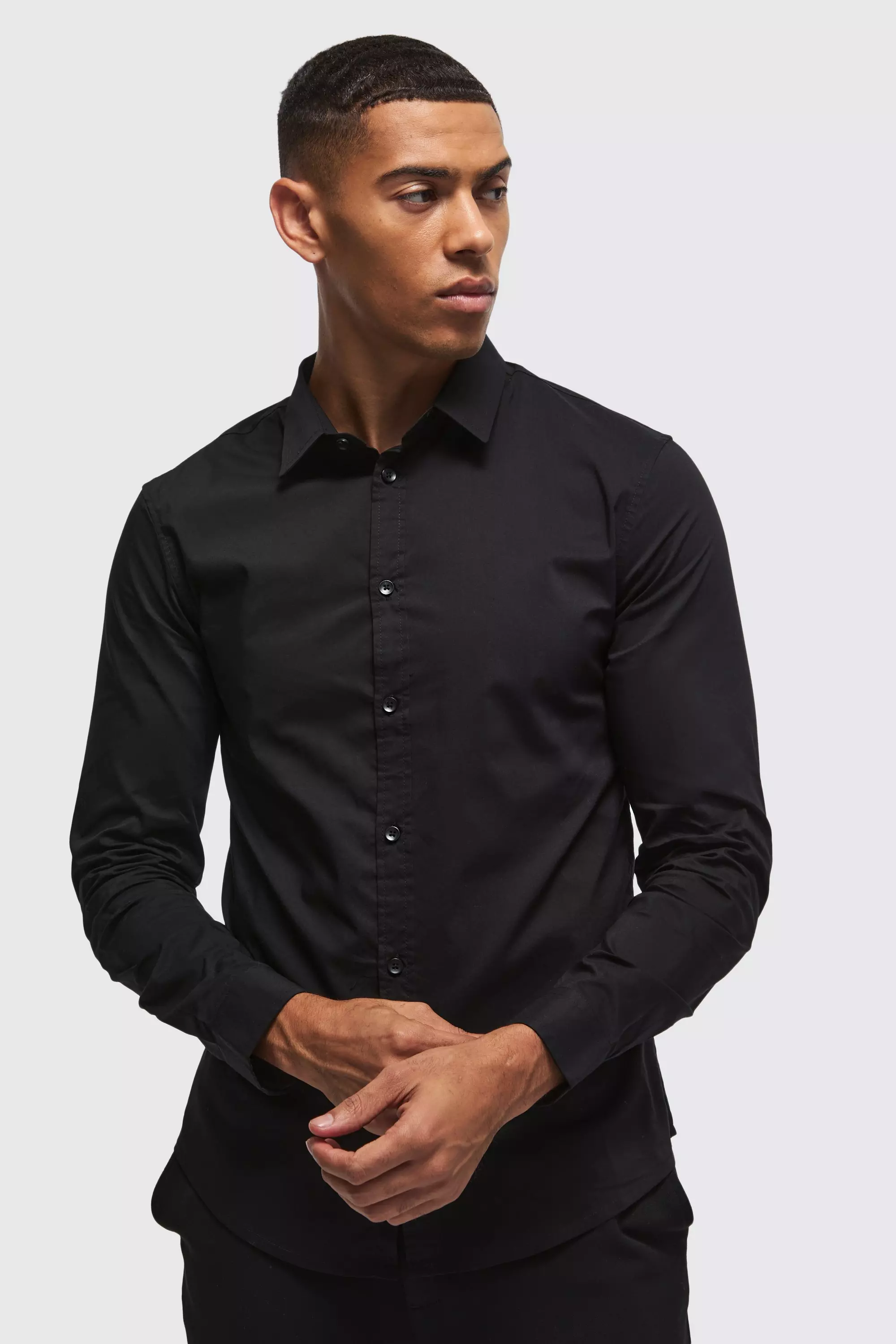 Black Long Sleeve Slim Shirt