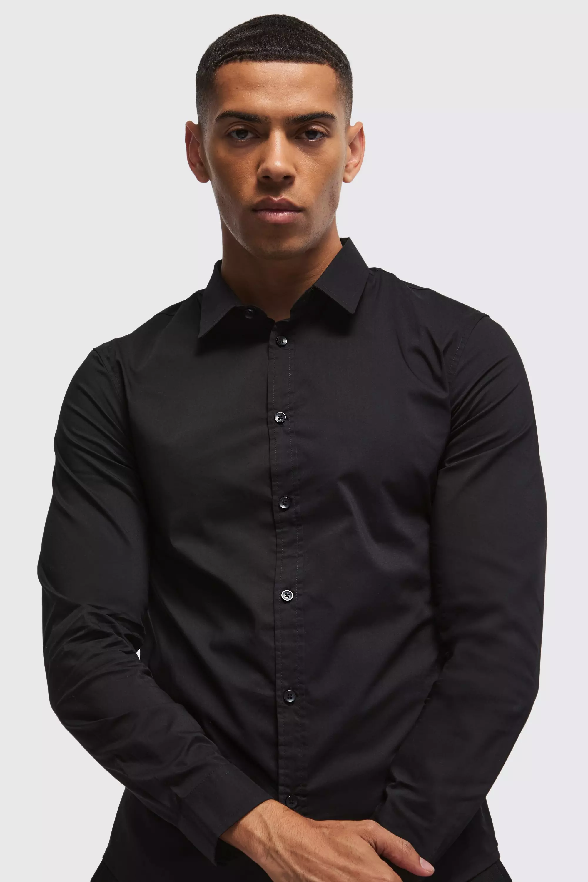 Black Long Sleeve Slim Shirt alternative image