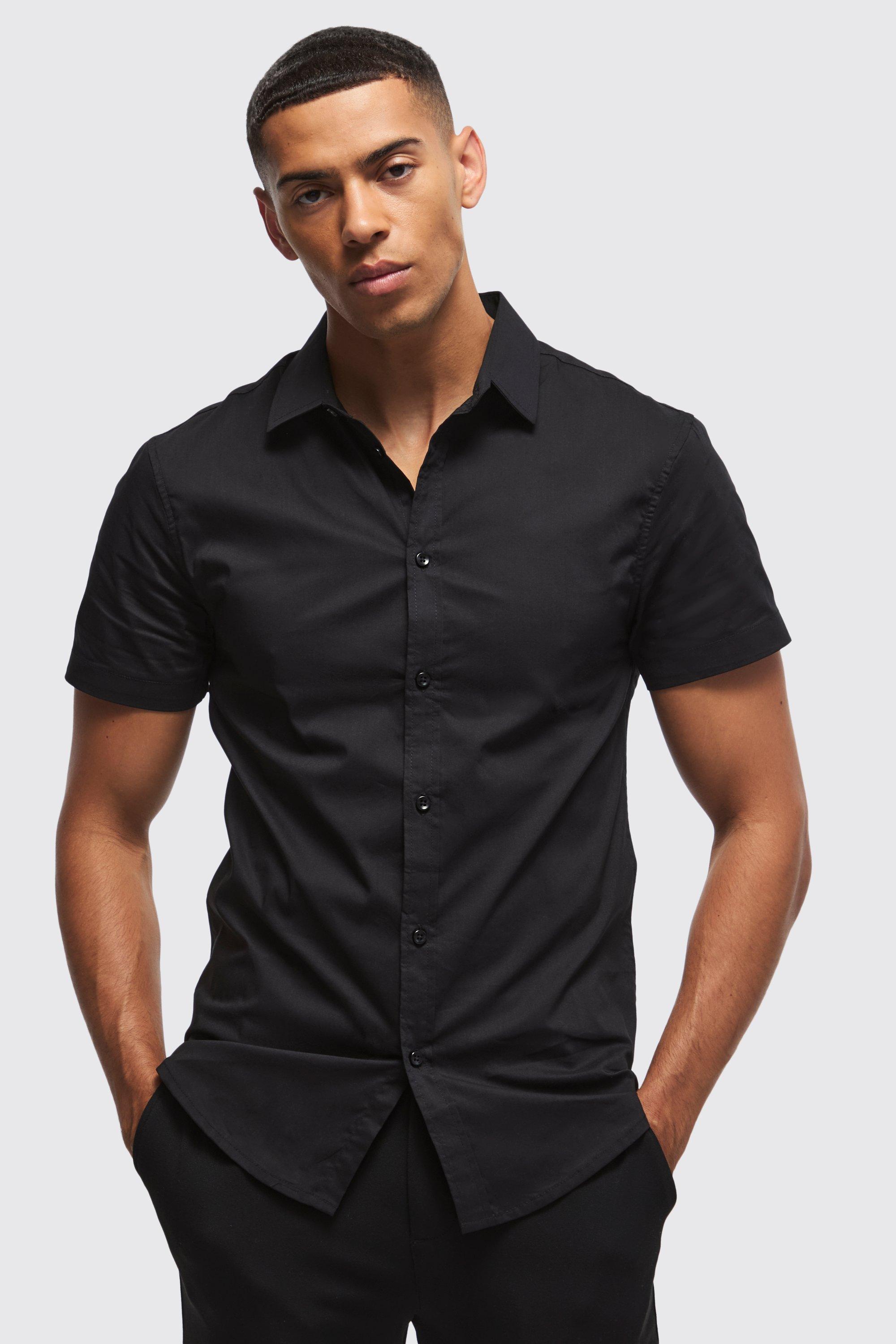 boohooMAN Men's Short Sleeve Slim Shirt