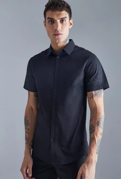 Short Sleeve Slim Shirt Black