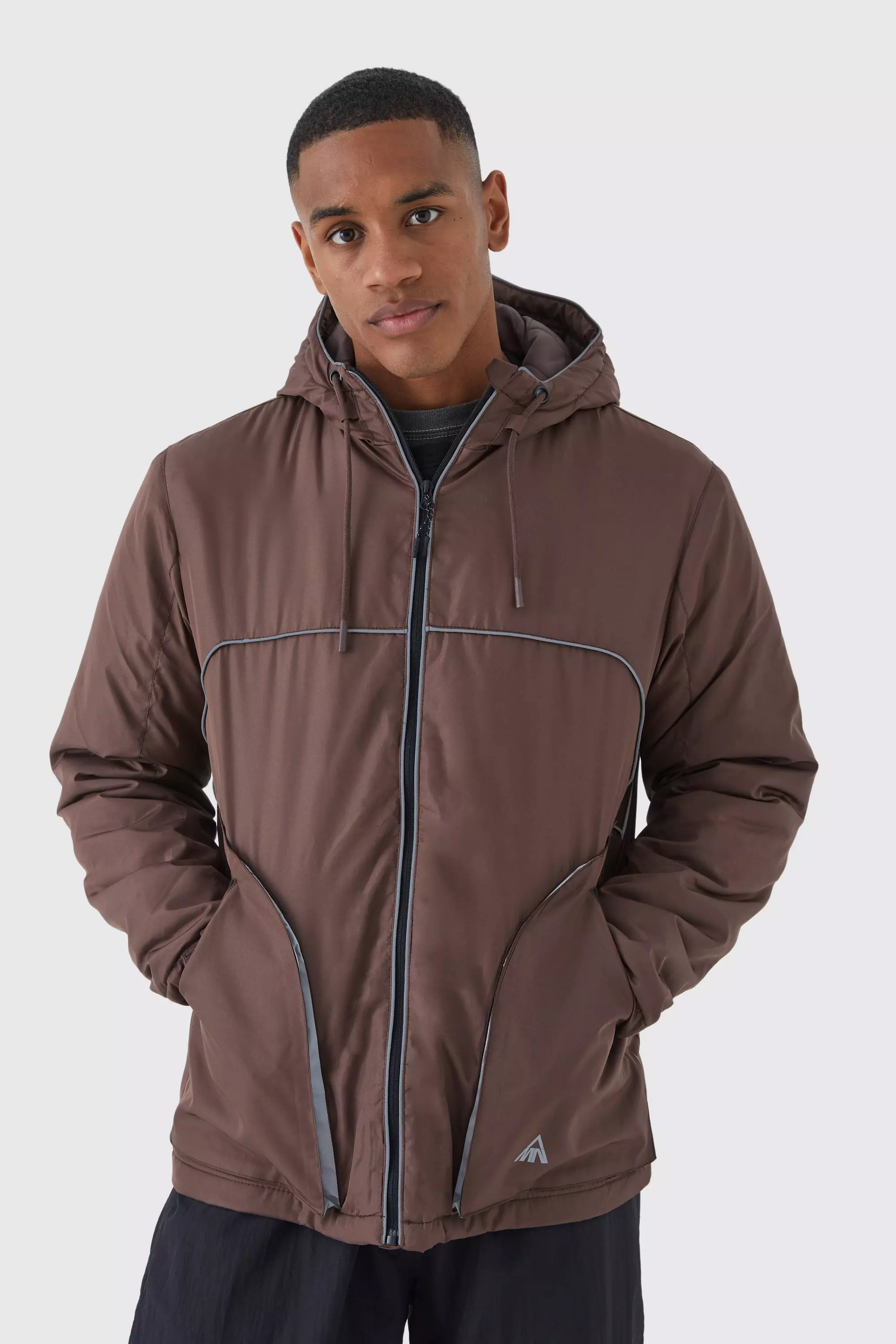 Relaxed Riptstop Jacket With Reflective Chocolate