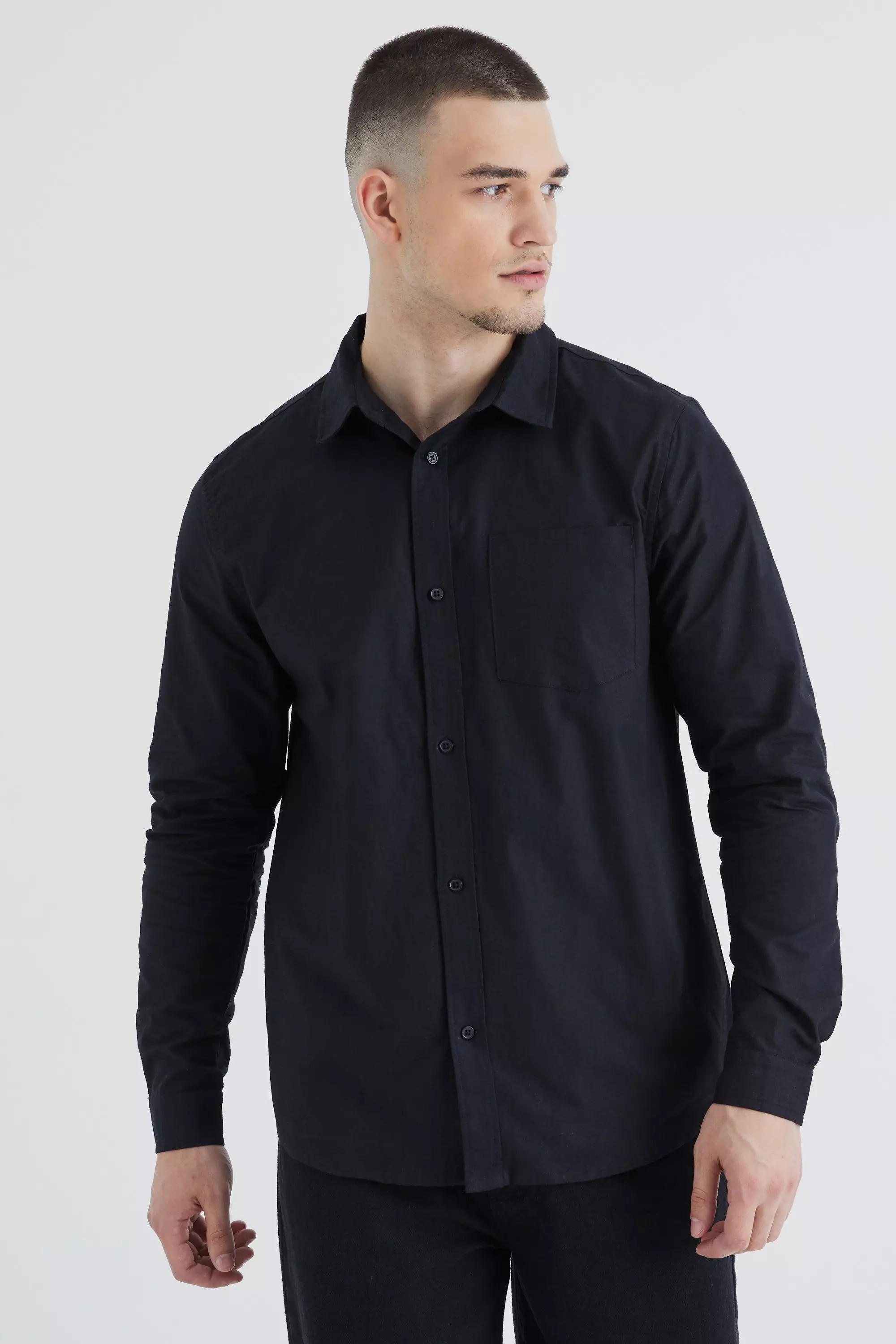 Camicia Oxford Tall A Maniche Lunghe, Black immagine alternativa