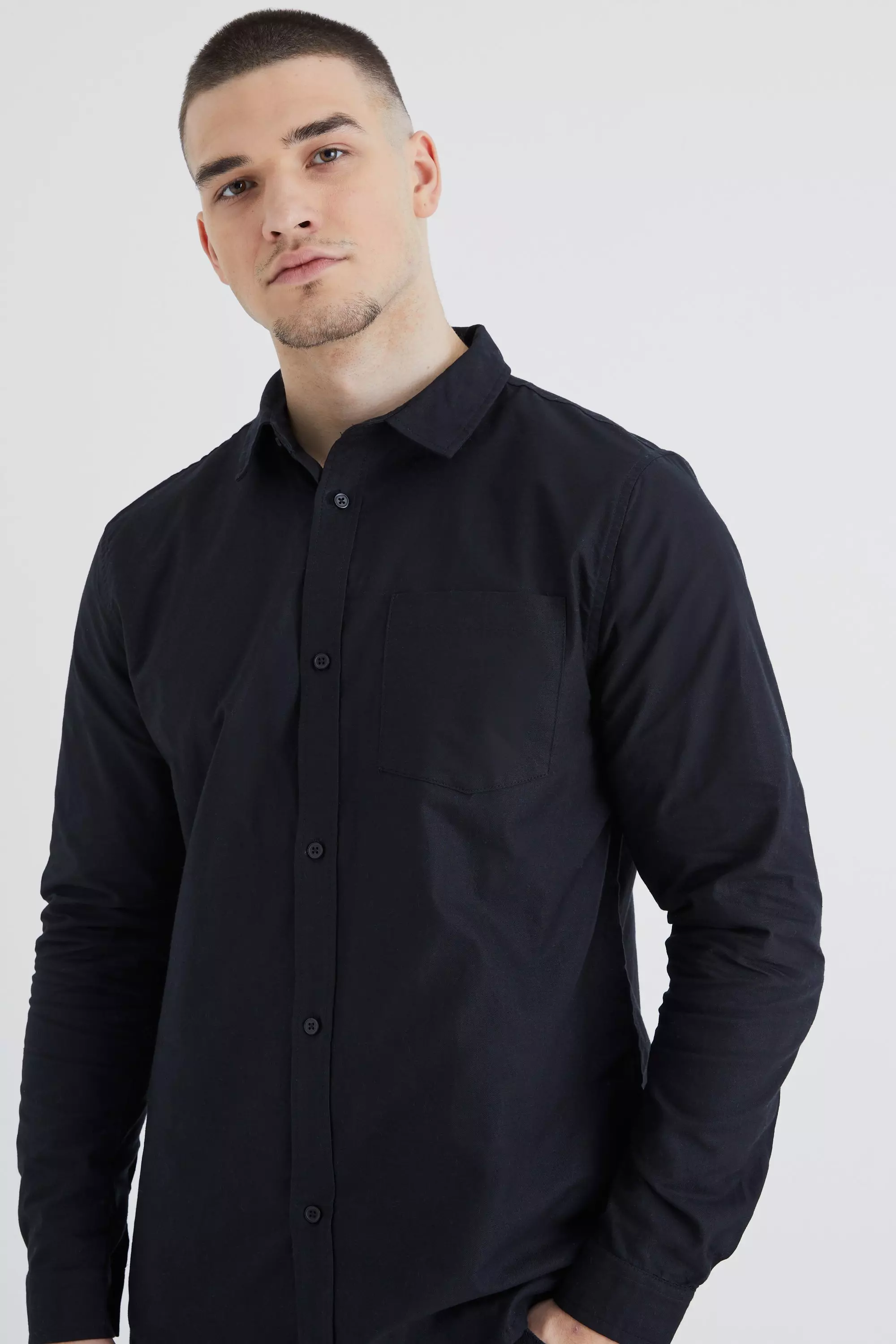 Camicia Oxford Tall A Maniche Lunghe, Black immagine alternativa