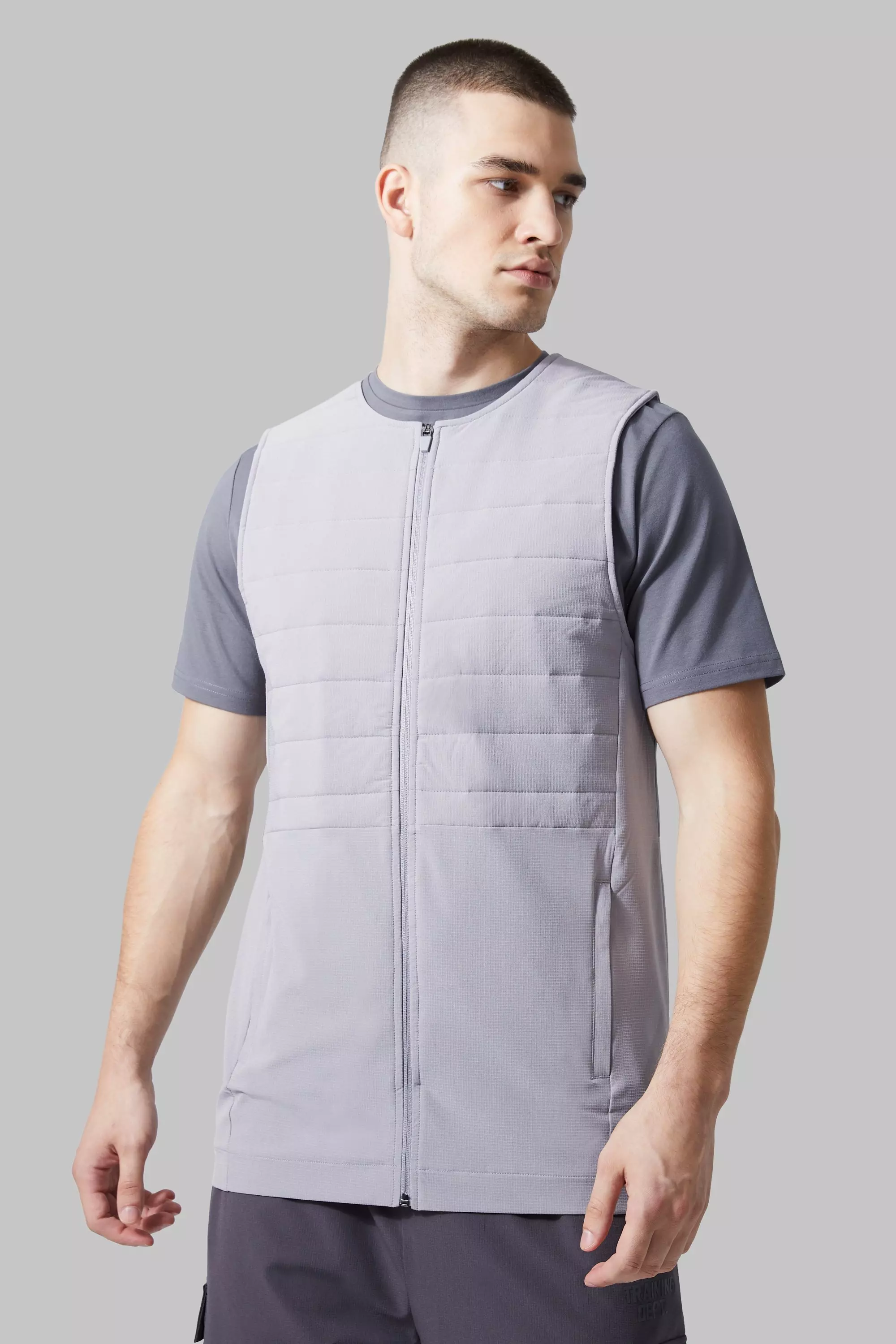 Tall Active Training Dept Quilted Body Warmer Light grey