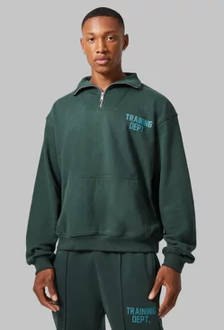 Green Active Boxy Training Dept Funnel Neck Sweat