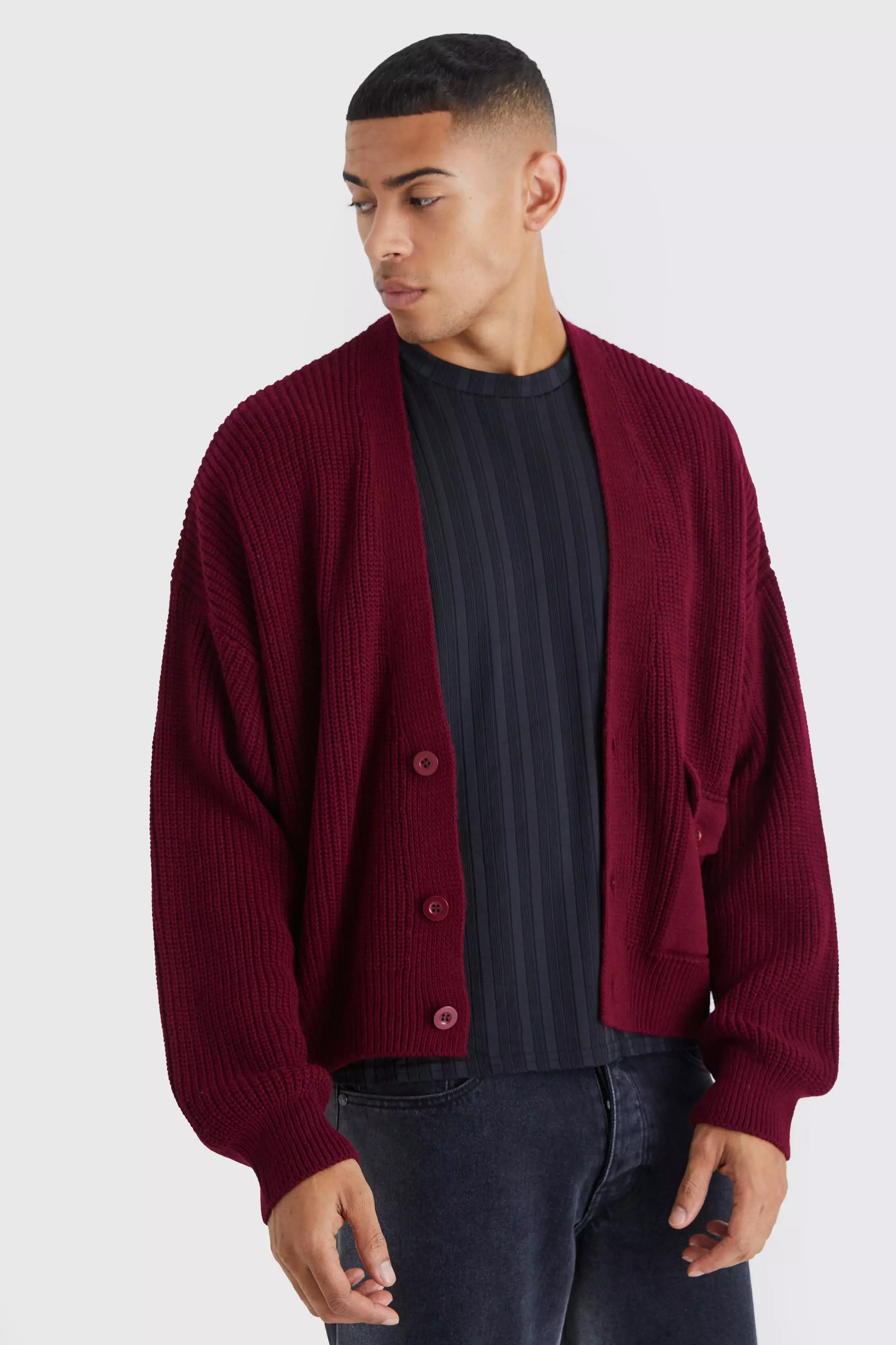 Burgundy cropped cardigan best sale