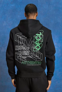 Oversized Boxy Ofcl Graphic Hoodie Black