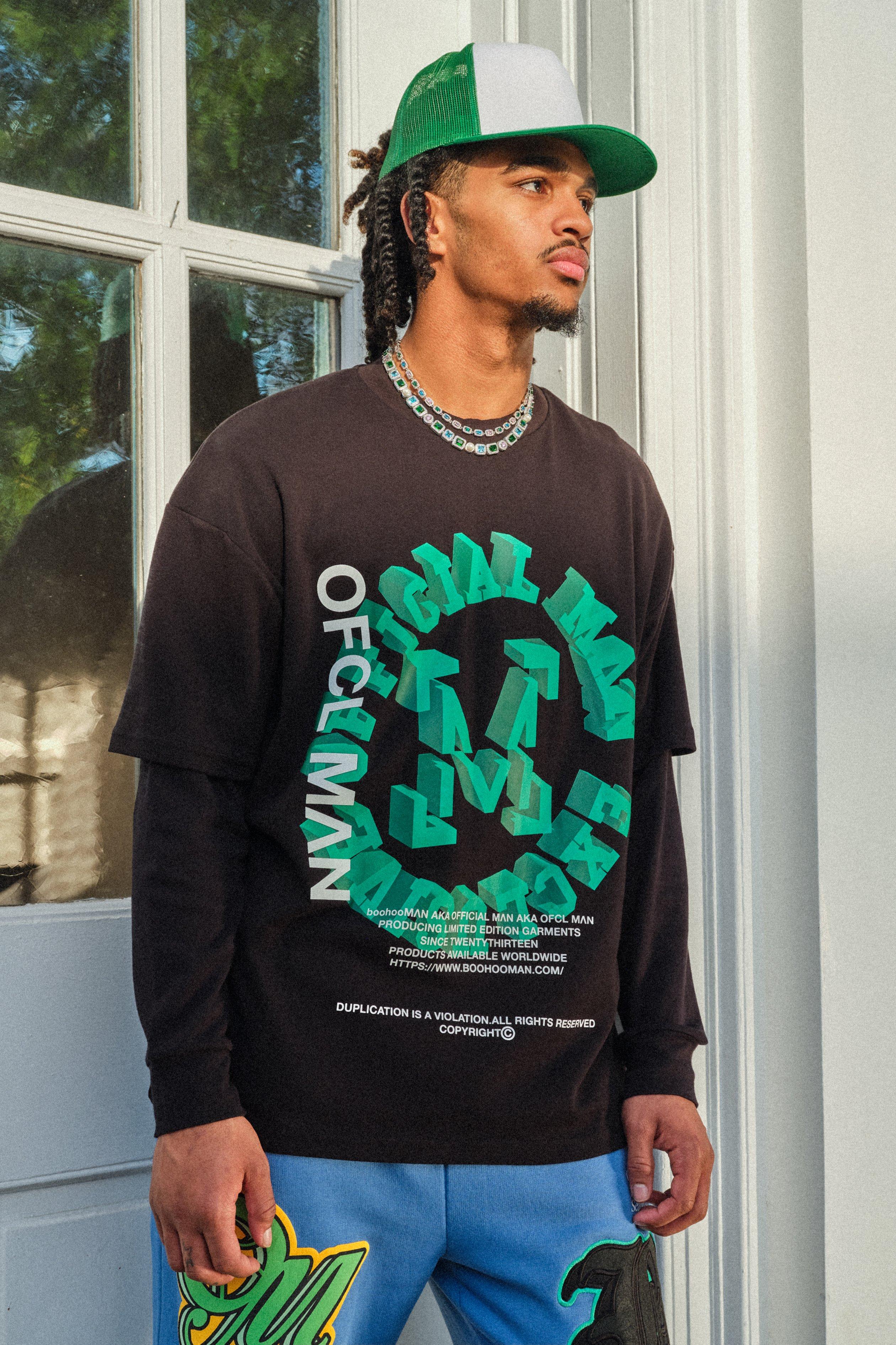 Oversized Ofcl Back Graphic T-shirt | boohooMAN USA