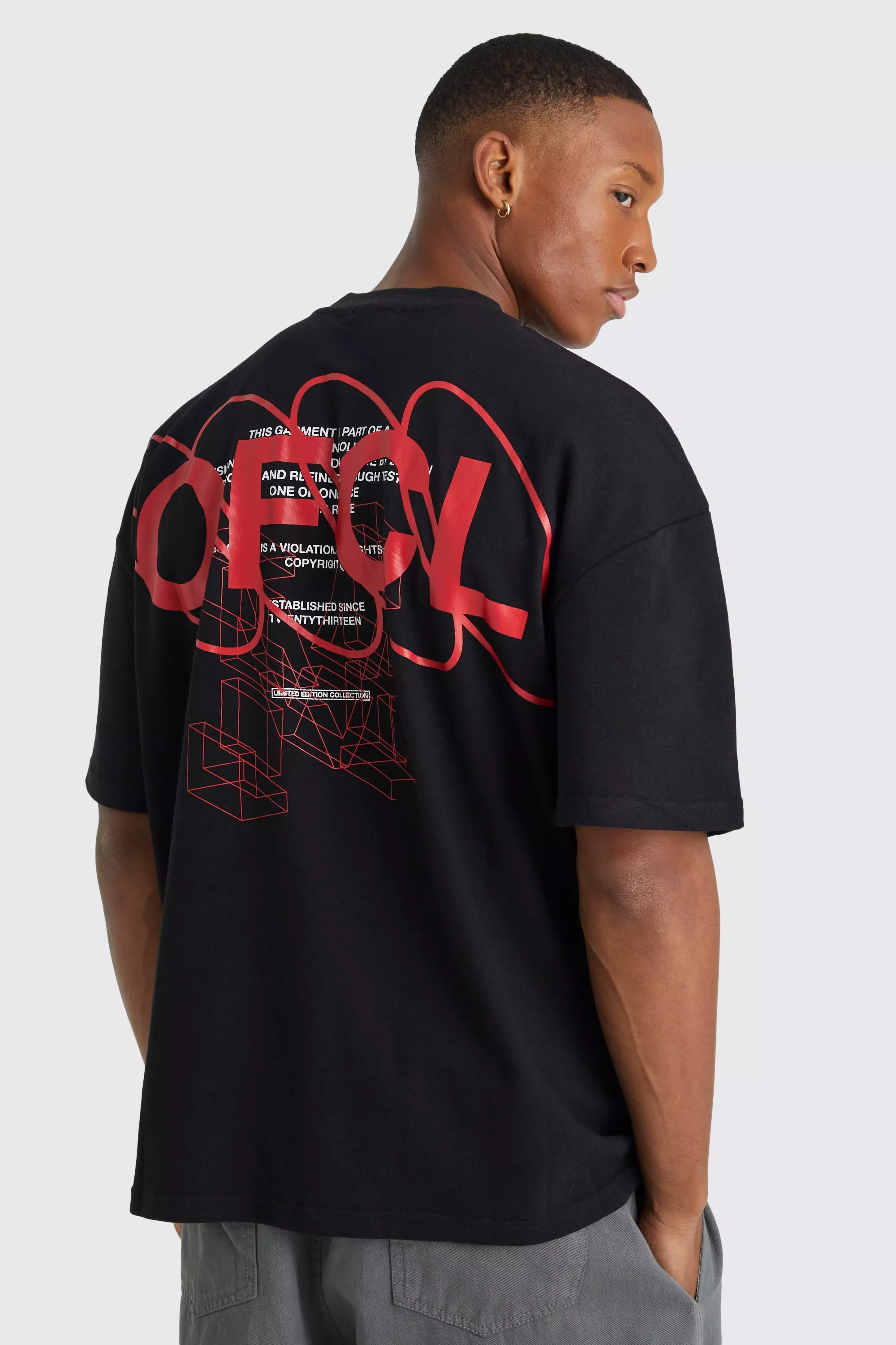 Oversized Ofcl Text Back Graphic T-shirt Black