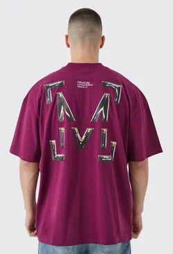 Tall Oversized Boxy 'M' Graphic T-shirt Purple