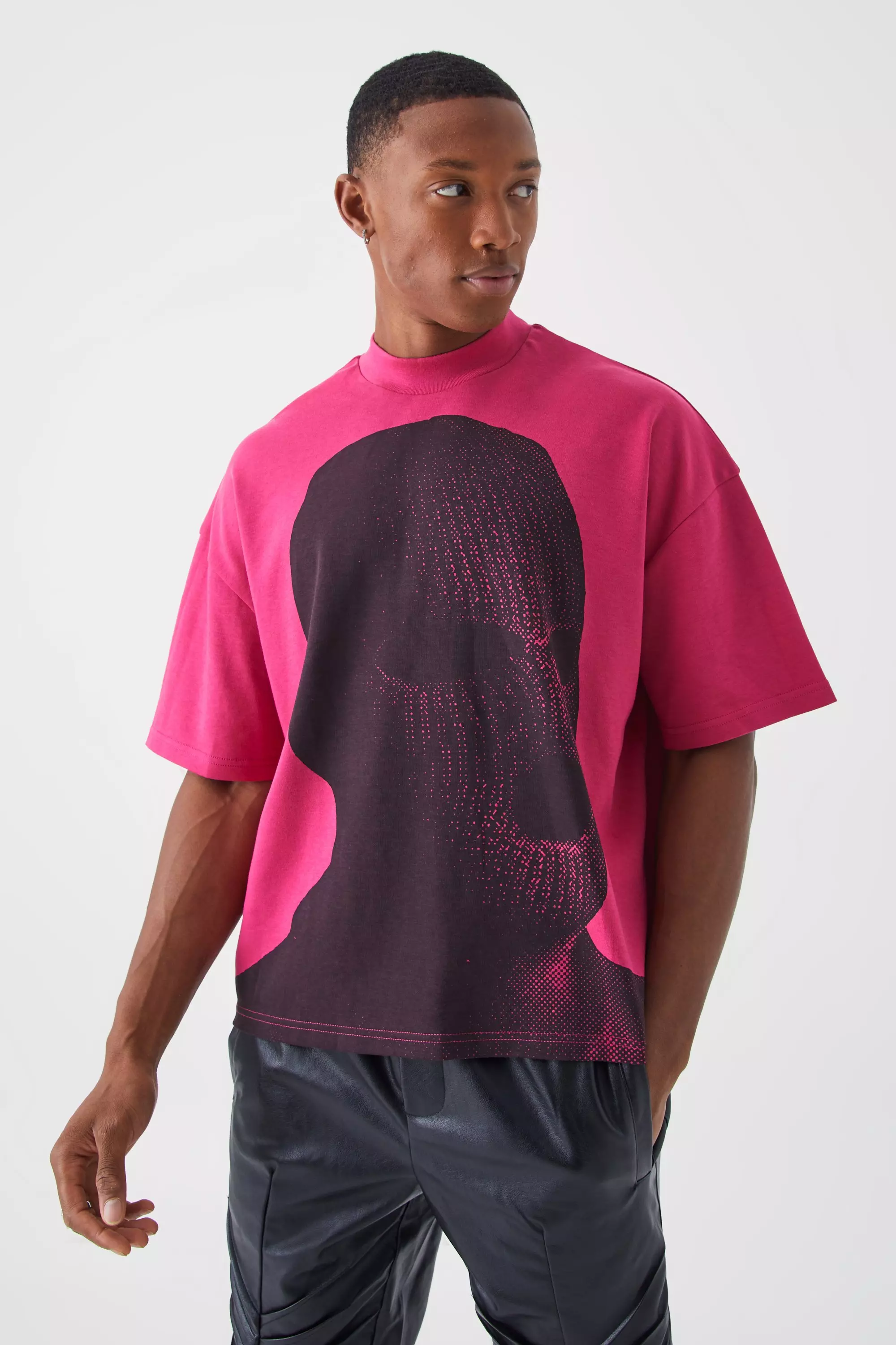 Oversized Boxy Heavyweight Interlock Graphic T-shirt Pink