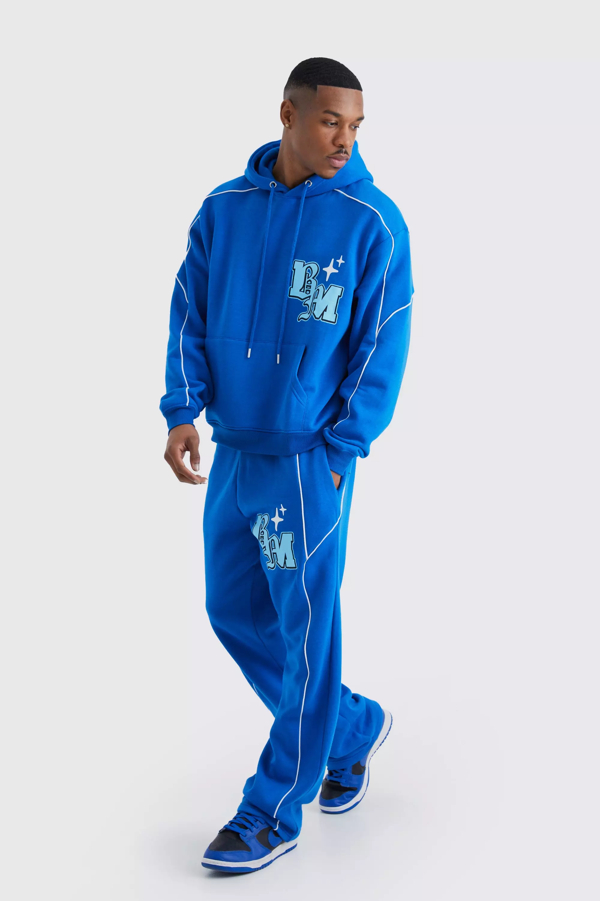 Oversized Boxy Print Tracksuit Cobalt