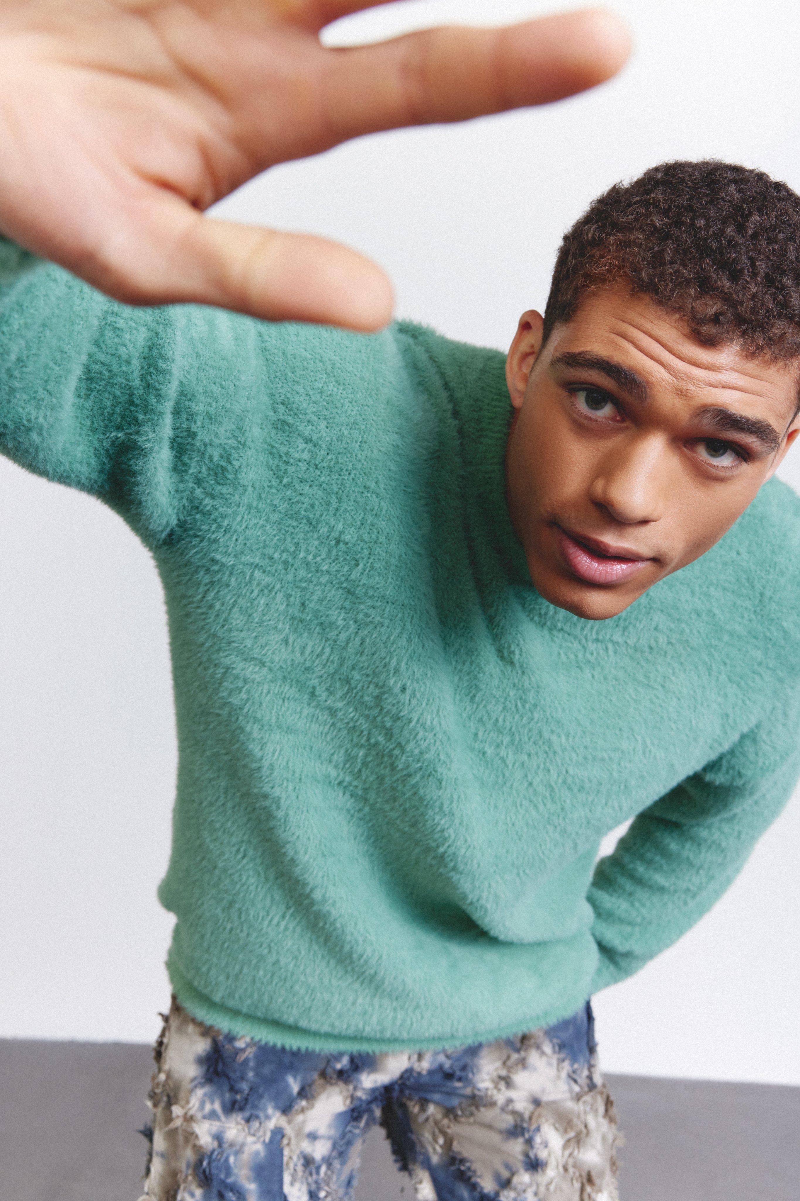 Oversized Crew Neck Fluffy Knitted Sweater | boohooMAN USA