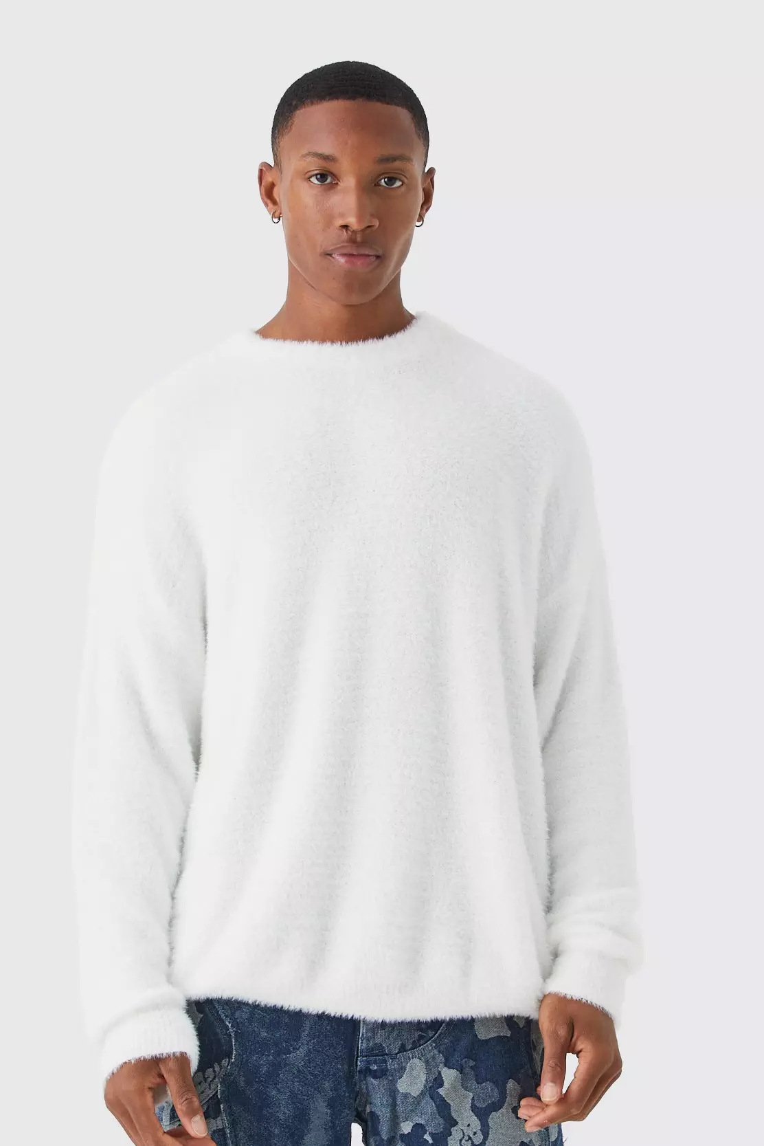 Maglione A Girocollo Oversize In Maglia Morbida, Ecru immagine alternativa