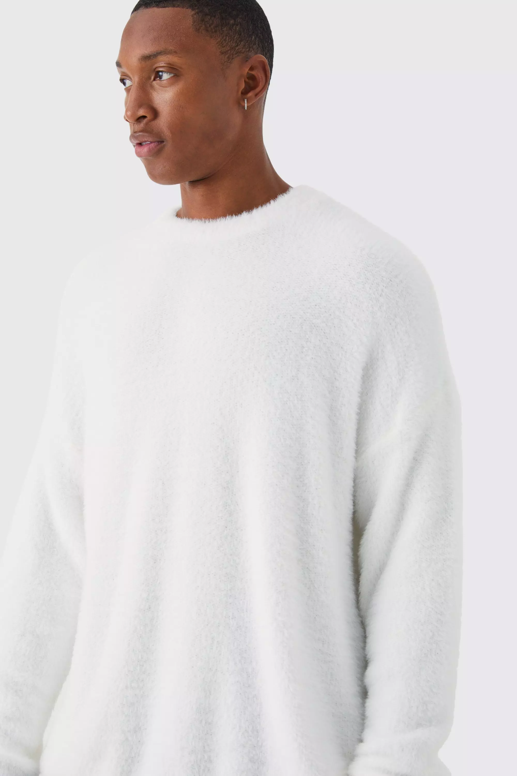 Maglione A Girocollo Oversize In Maglia Morbida, Ecru immagine alternativa