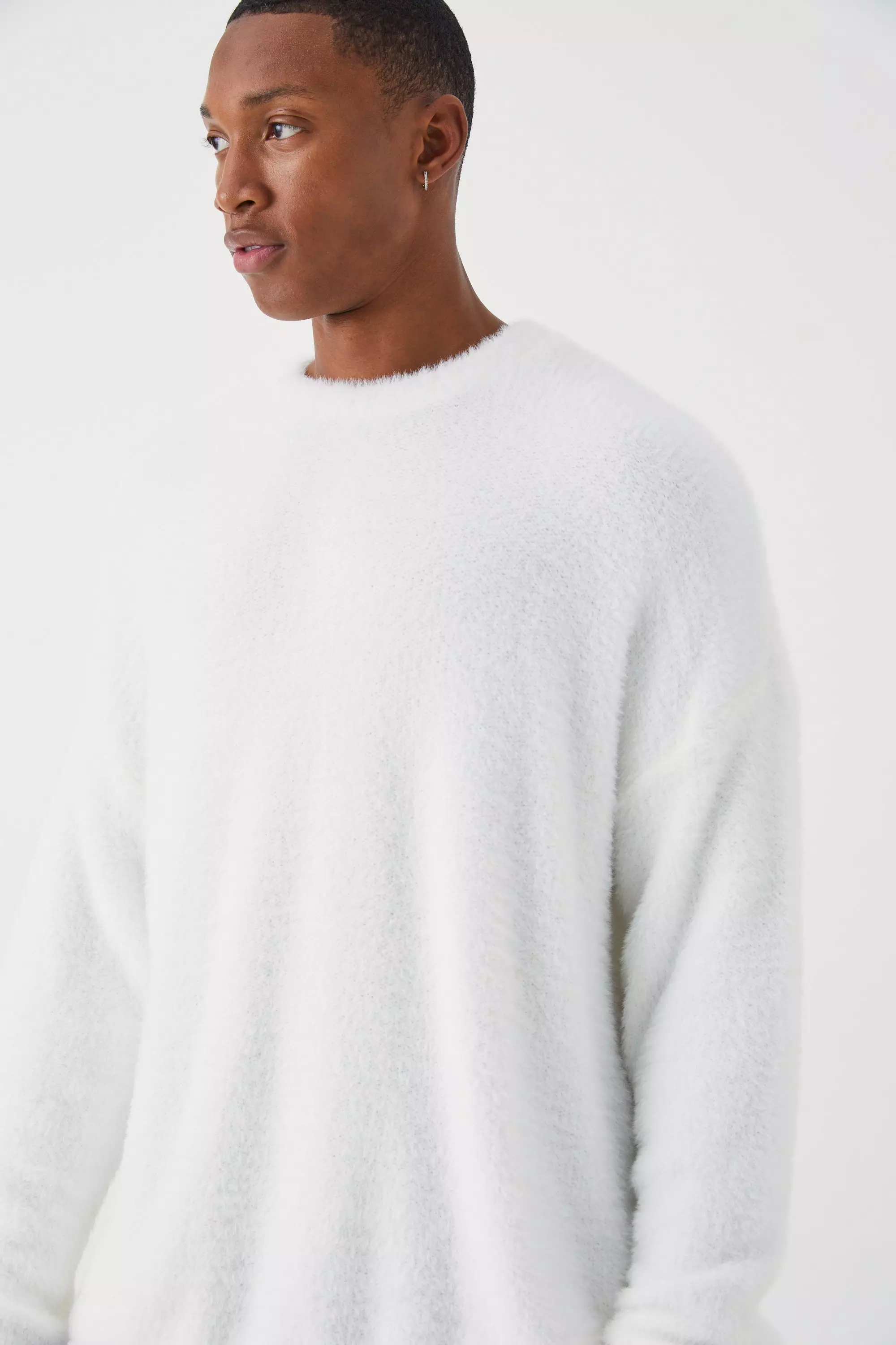 Maglione A Girocollo Oversize In Maglia Morbida, Ecru immagine alternativa