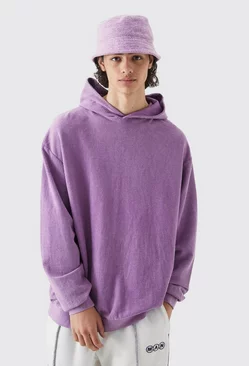 Purple Oversized Washed Cord Hoodie