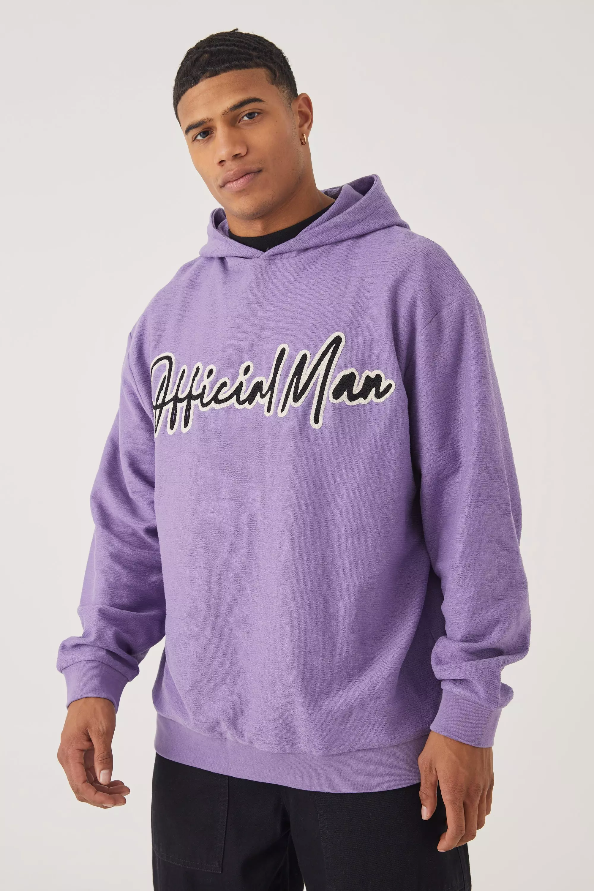 Boohooman purple hoodie hotsell