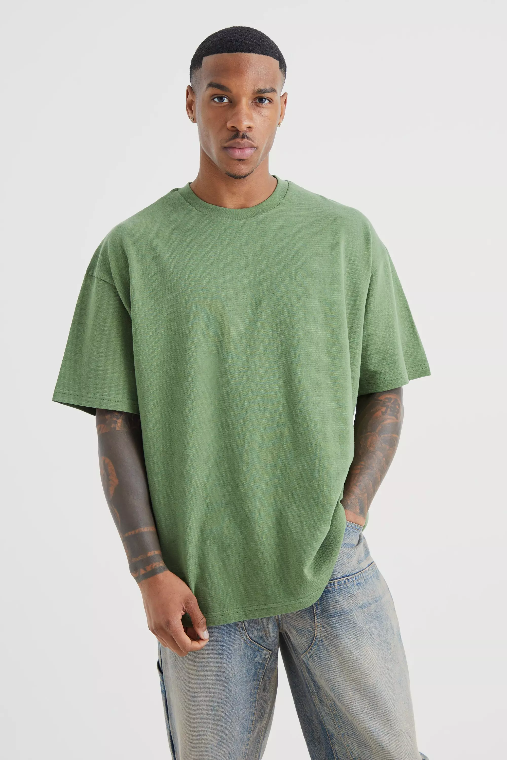Strukturiertes Oversize T-Shirt, Olive alternatives Bild