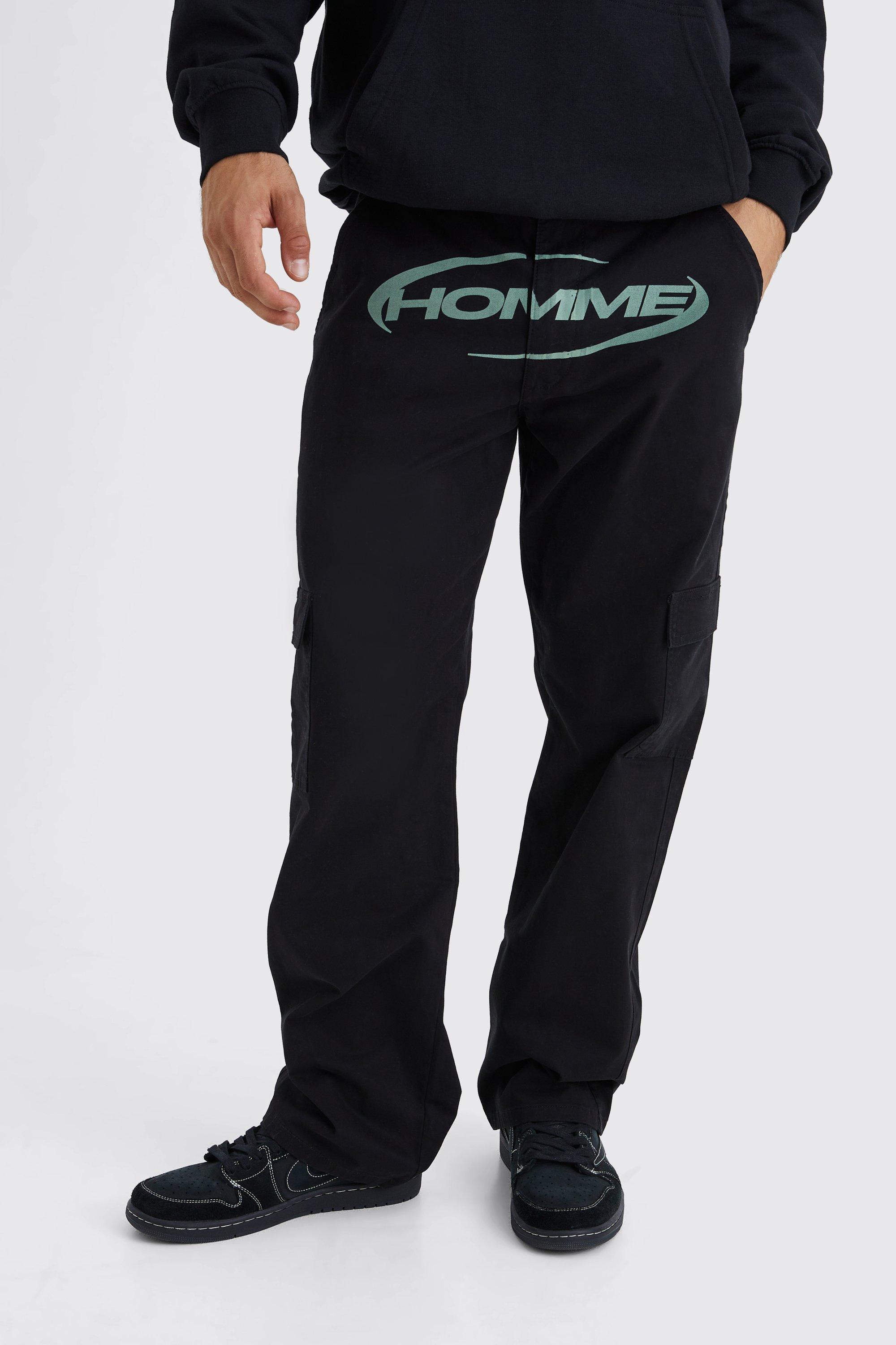 Baggy Homme Cargo Broek Met Kruis Print