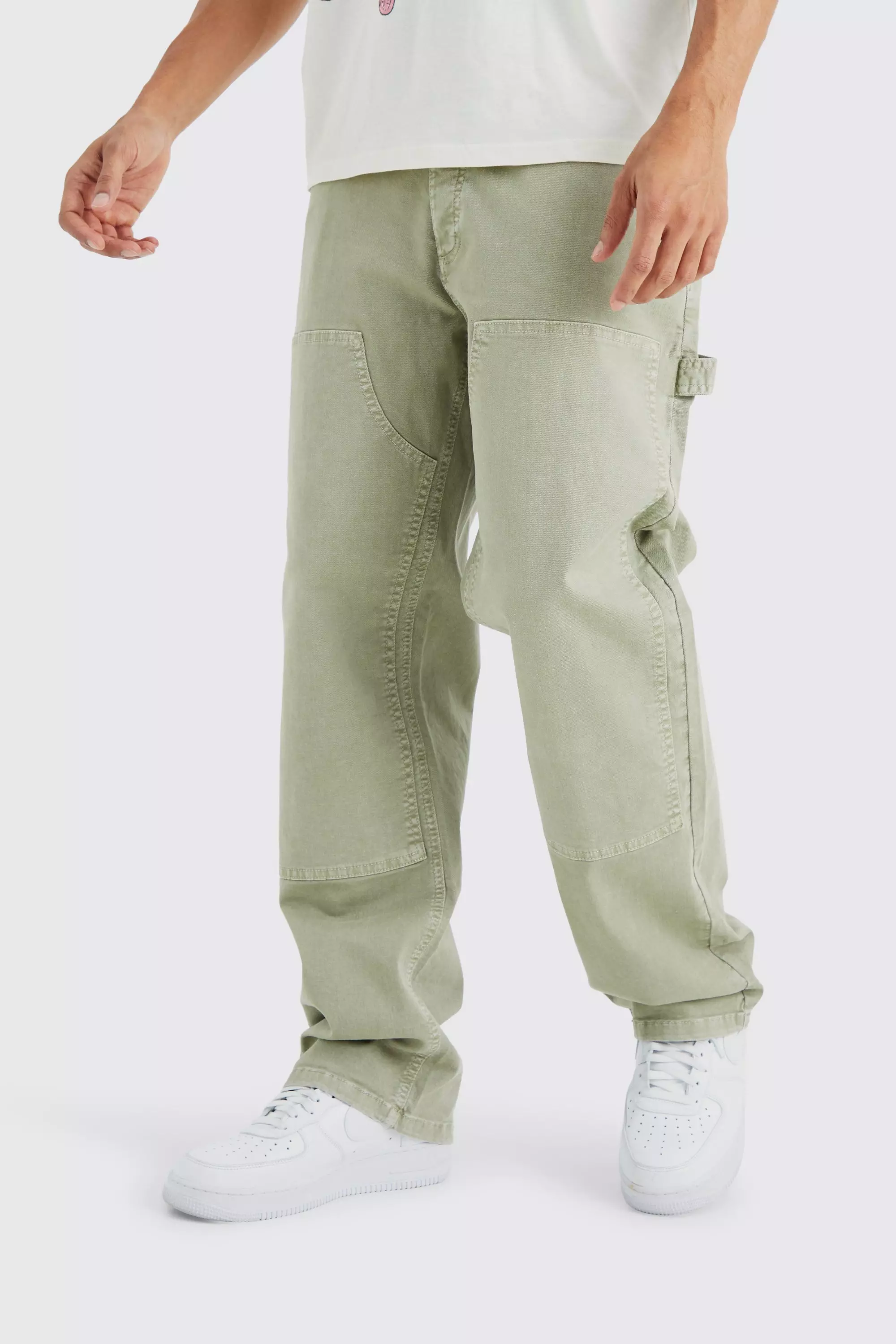 Relaxed Overdye Carpenter Pants Olive