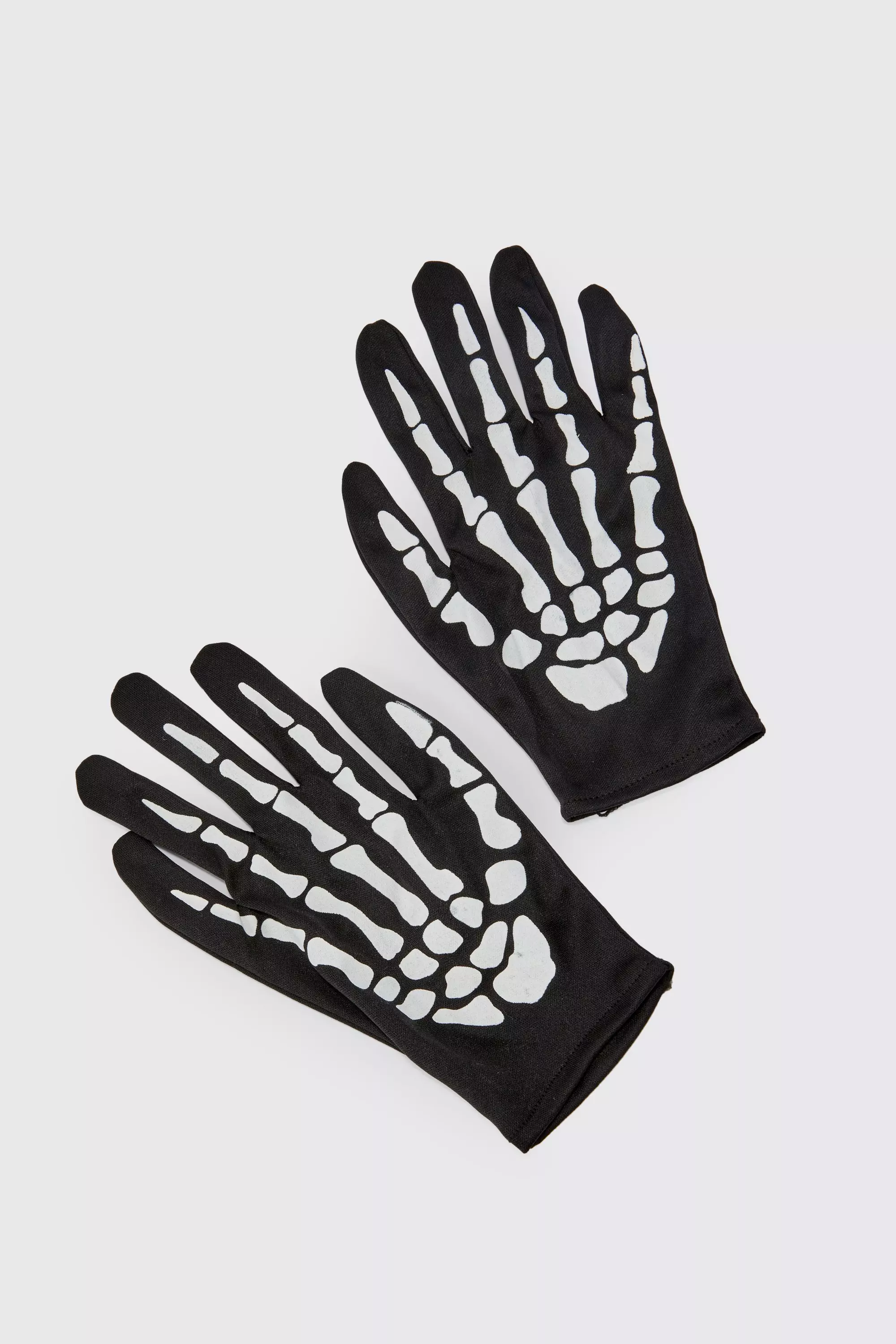 Skeleton Print Gloves Black