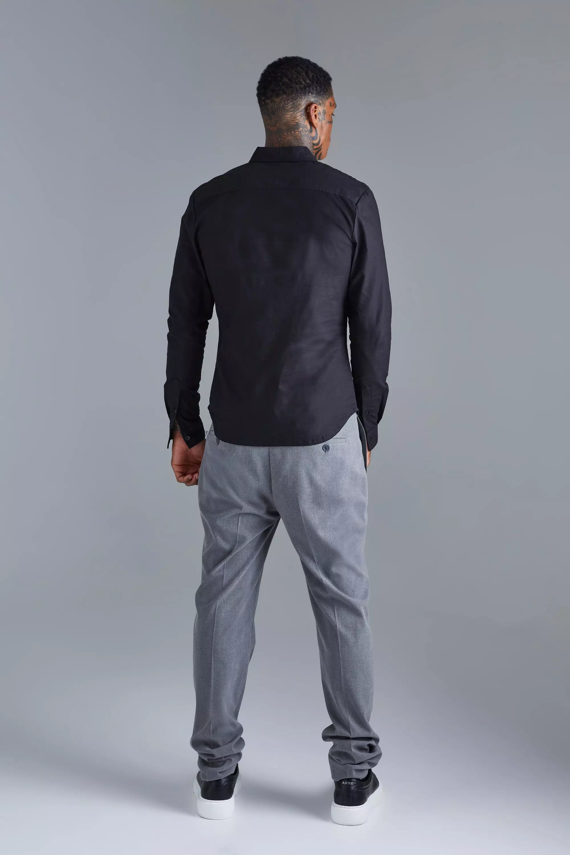 Camicia A Maniche Lunghe In Stretch Fit, Black immagine alternativa