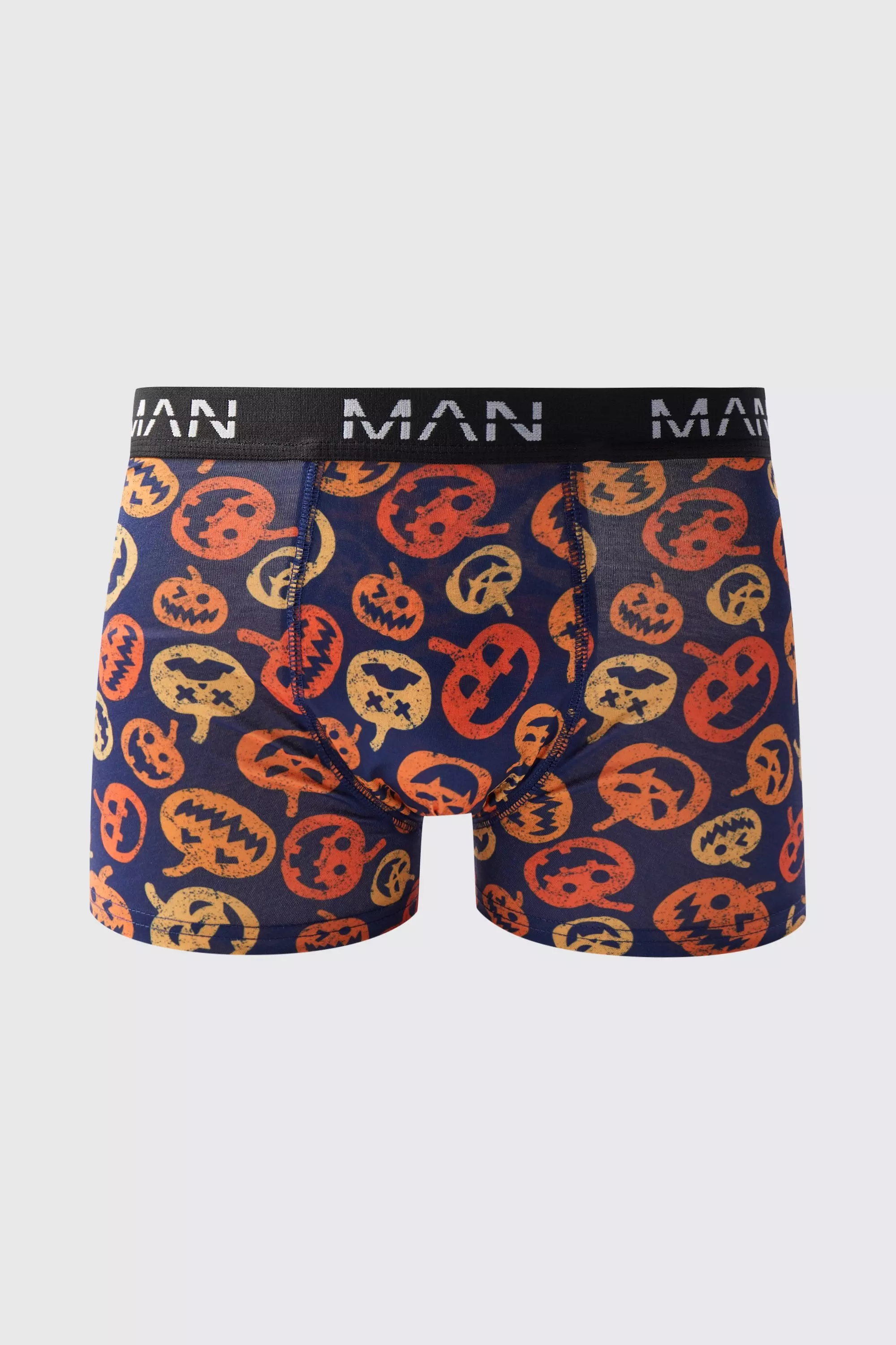 Halloween Pumpkin Print Boxers Navy