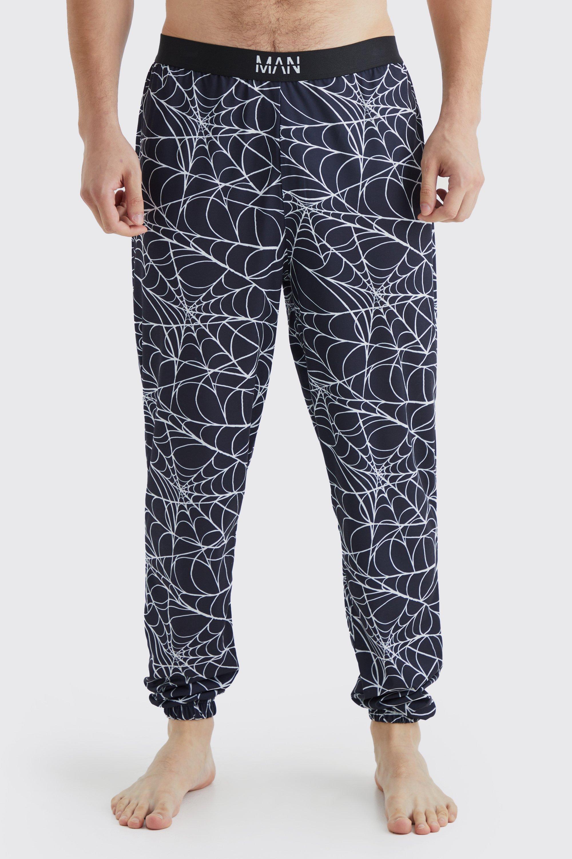 Tall Halloween Spider Web Print Lounge Sweatpants | boohooMAN USA