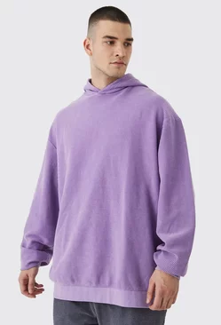 Purple Tall Oversized Washed Cord Hoodie
