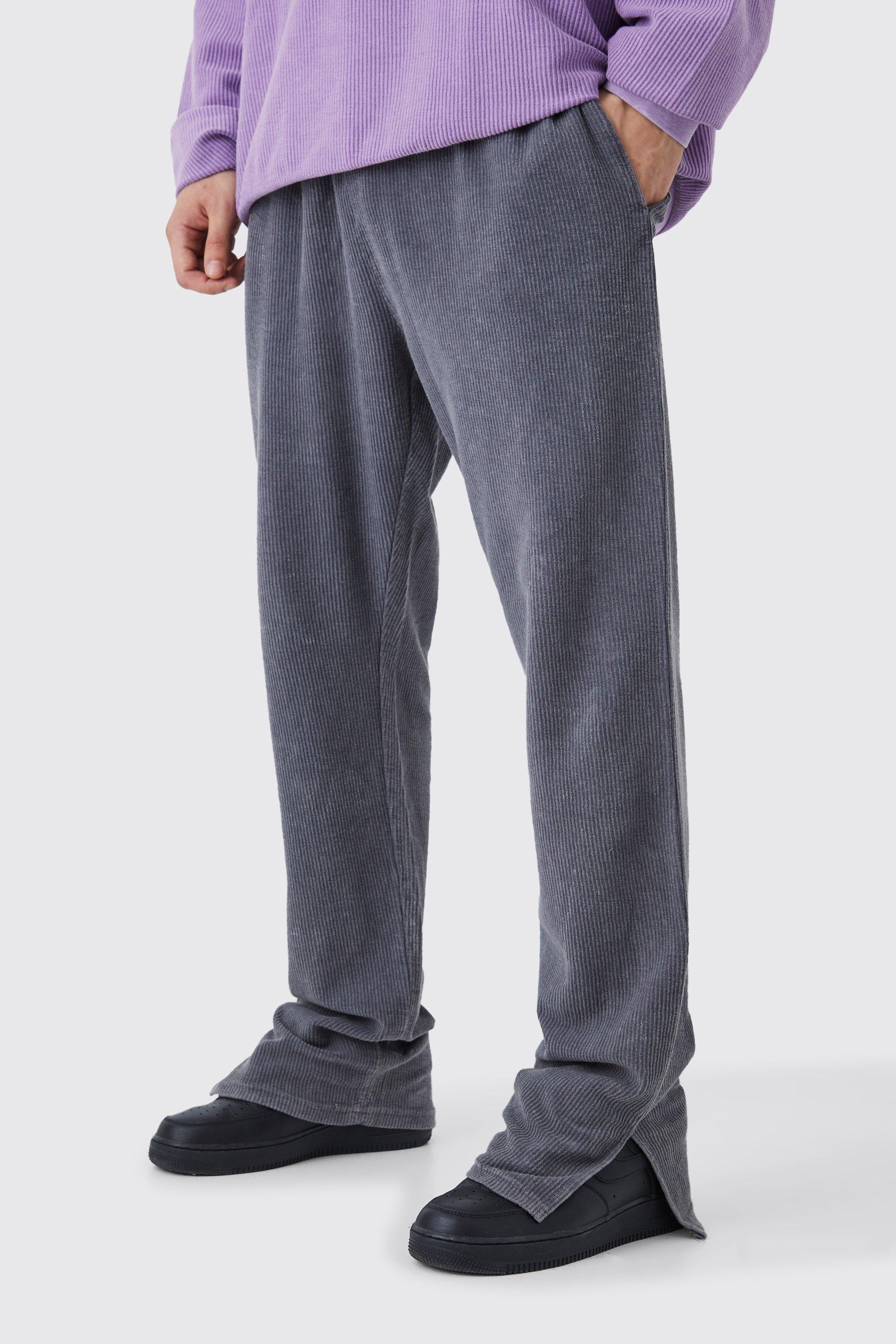 Tall Grey Denim Wash Split Hem Sweatpants, Tall