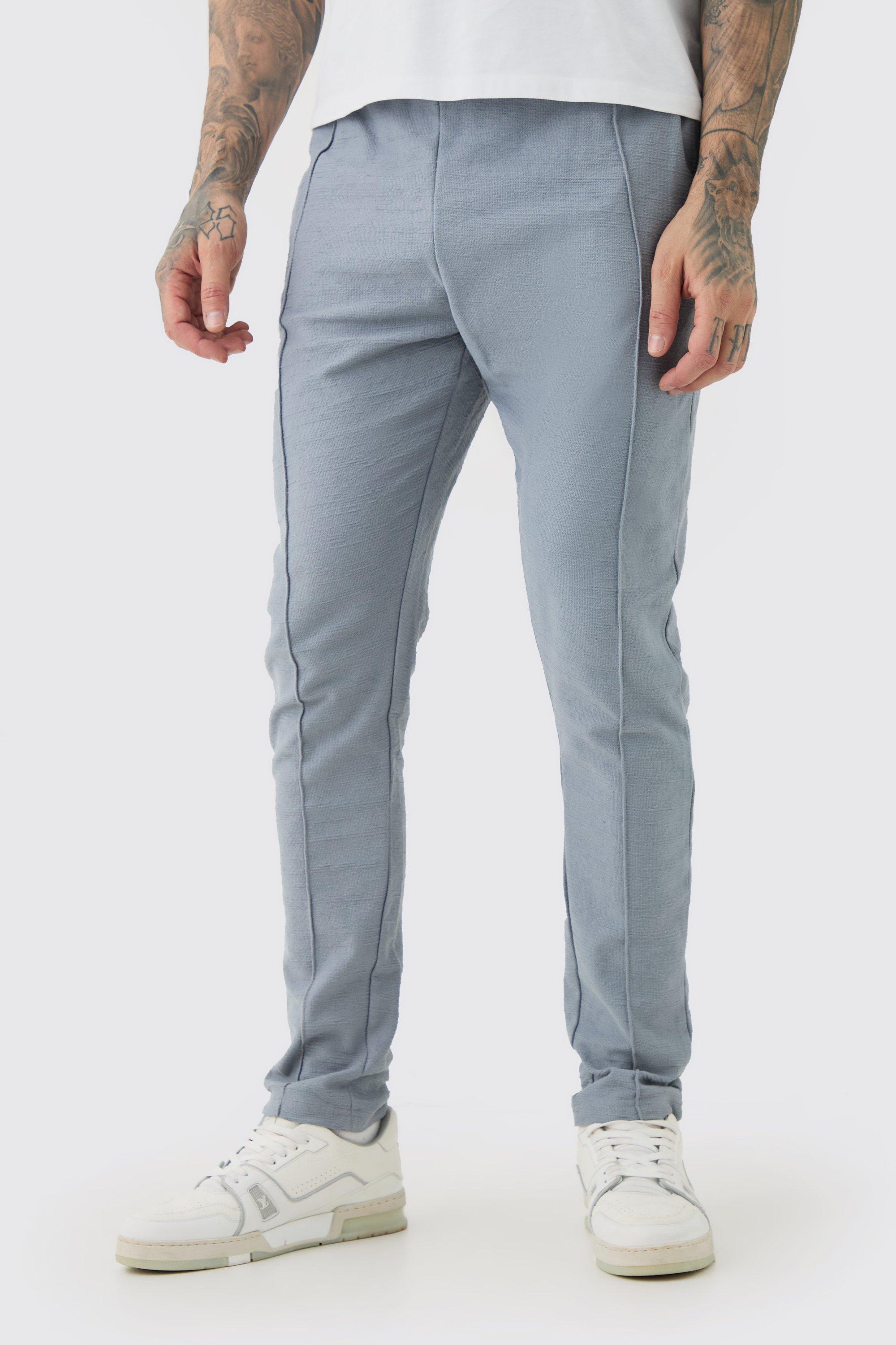 Tall Grey Denim Wash Split Hem Sweatpants, Tall