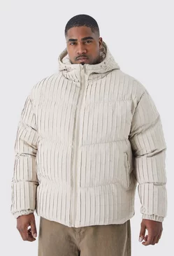 Plus Pleated Puffer With Hood Stone