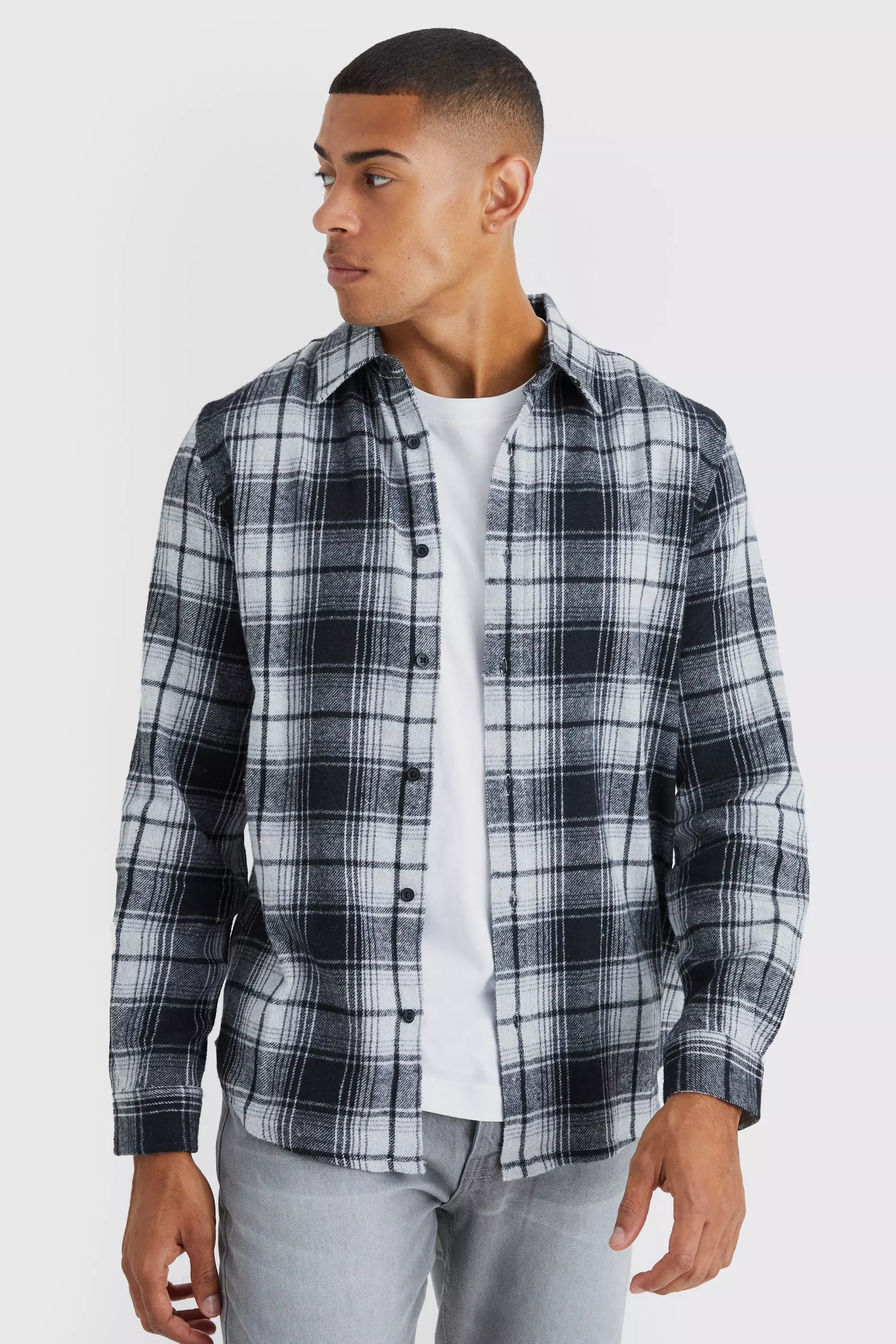 Black Long Sleeve Flannel Shirt