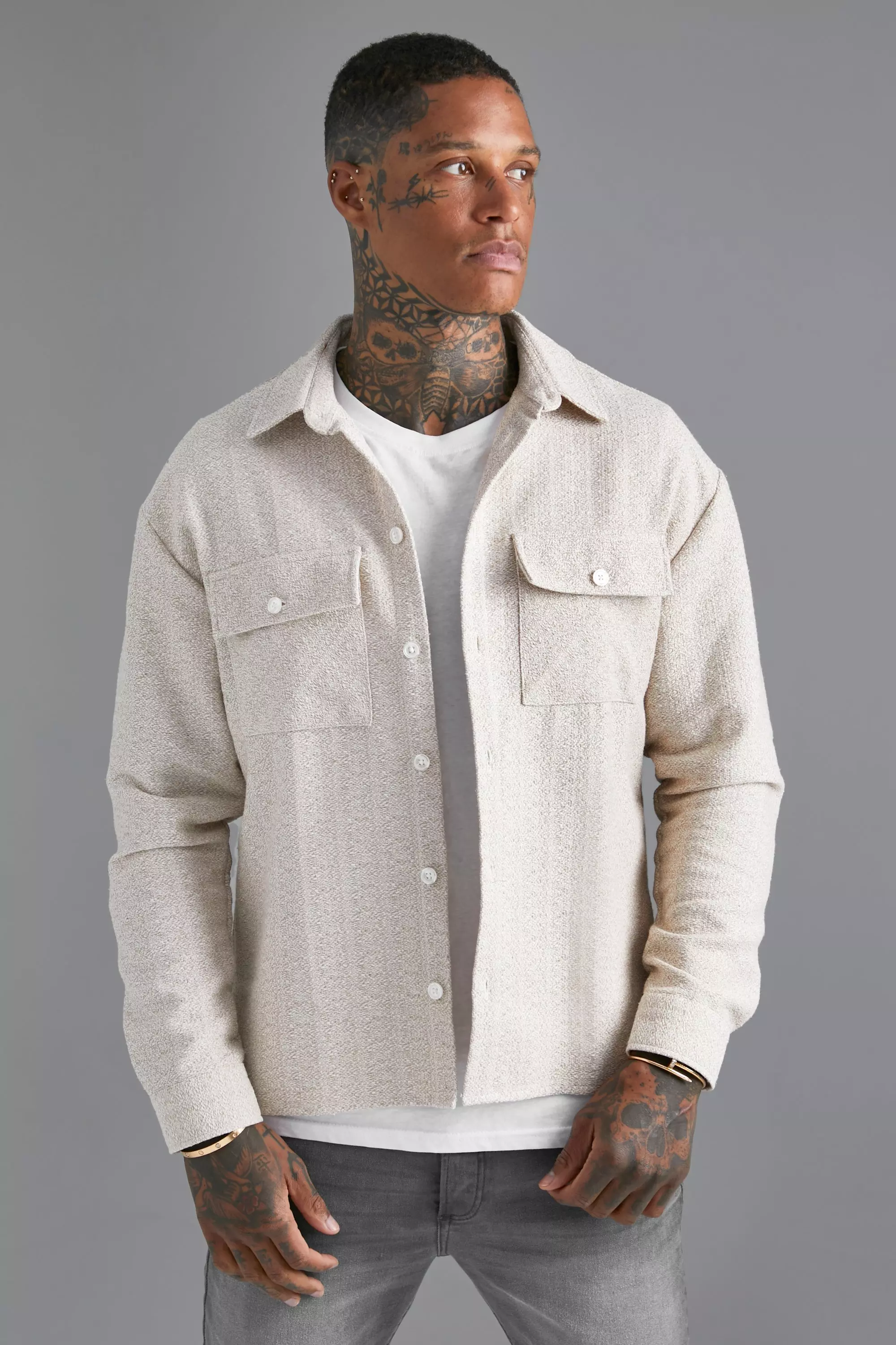 Long Sleeve Flannel Shirt Stone