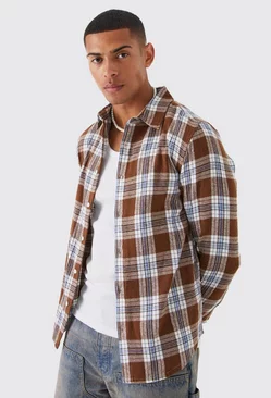 Long Sleeve Faded Flannel Shirt Stone