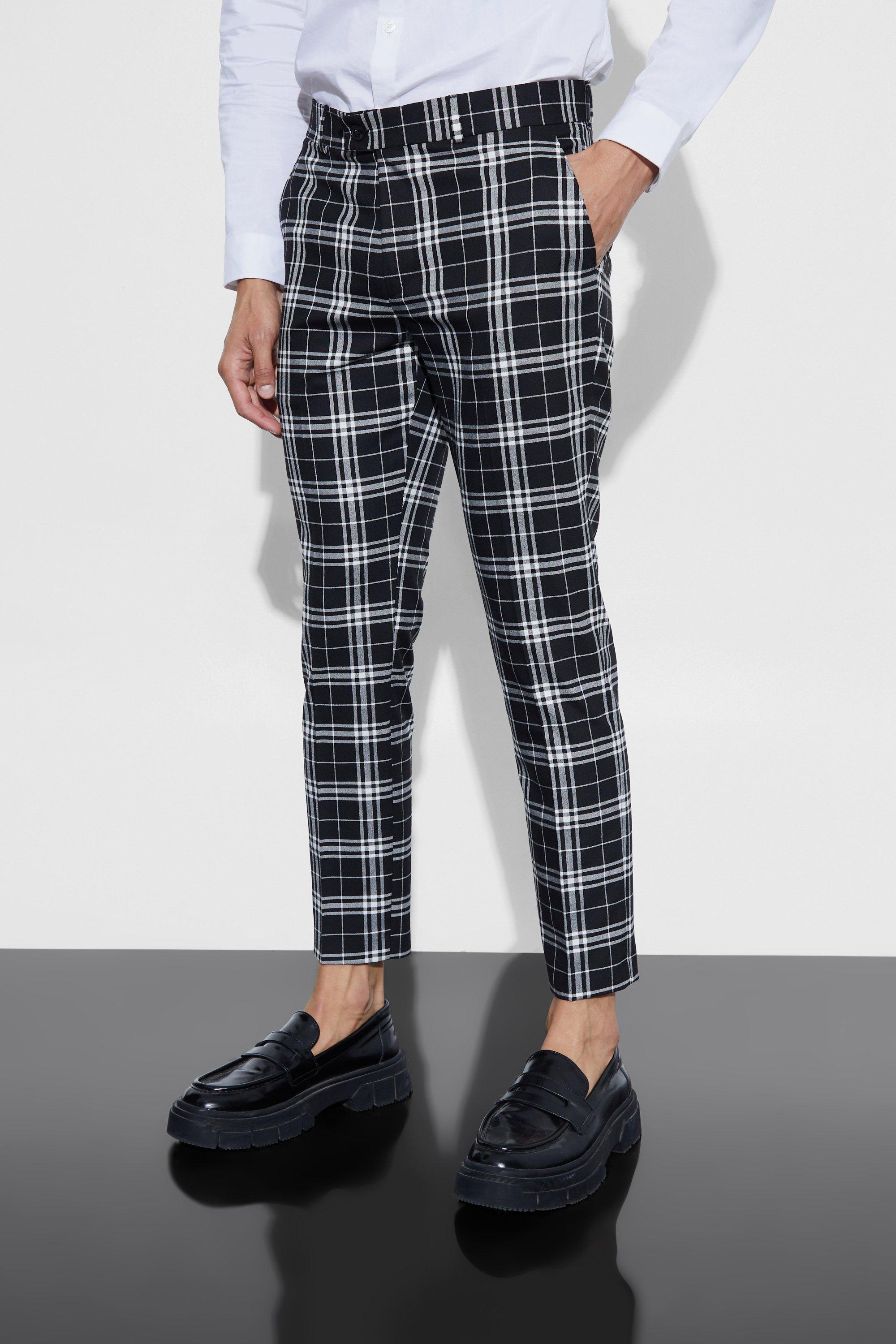 BLACK SLIM-FIT GENTLEMEN PLAID PANTS – WearManStyle