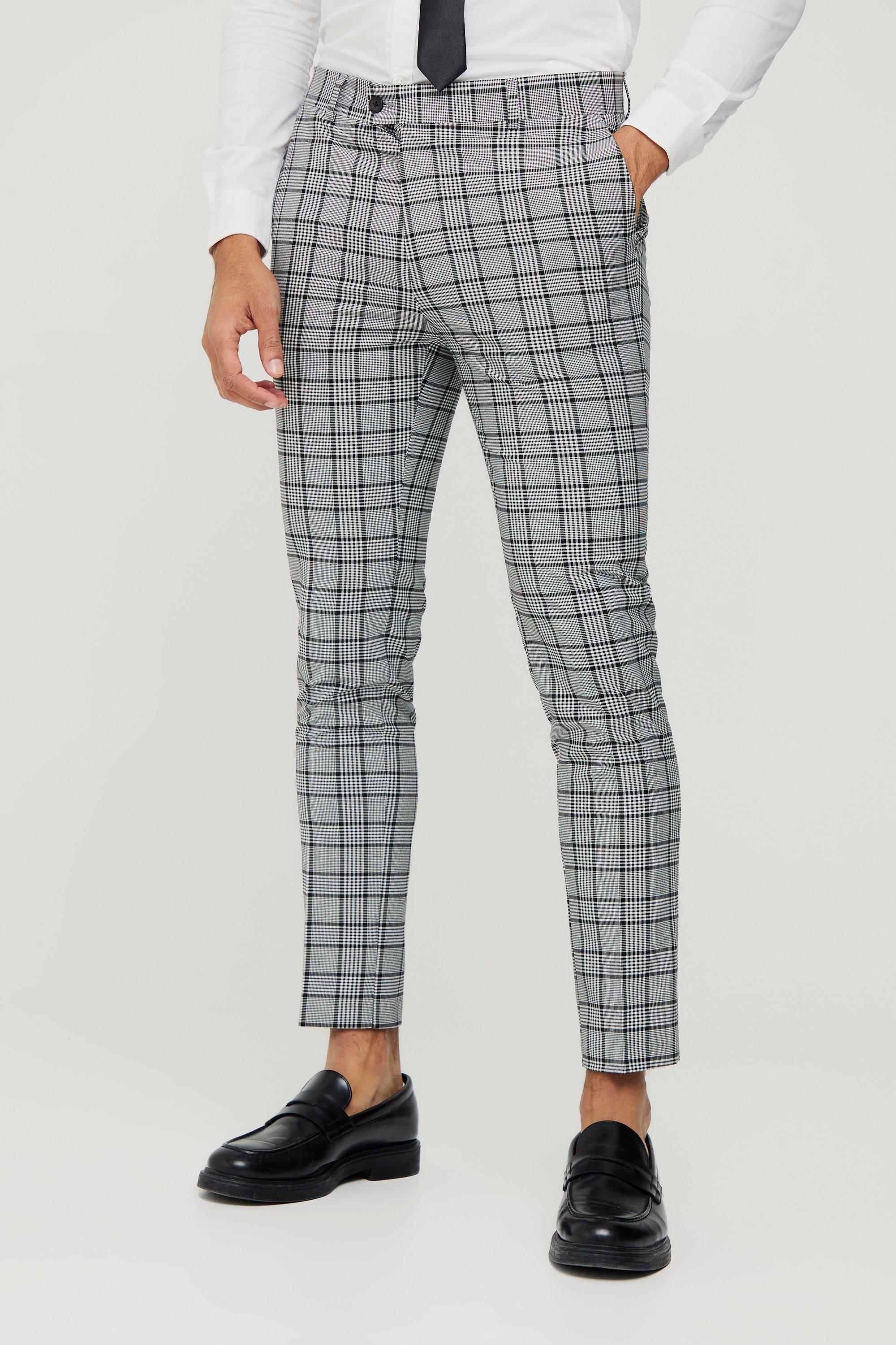 Gray men's checkered pants DJP13