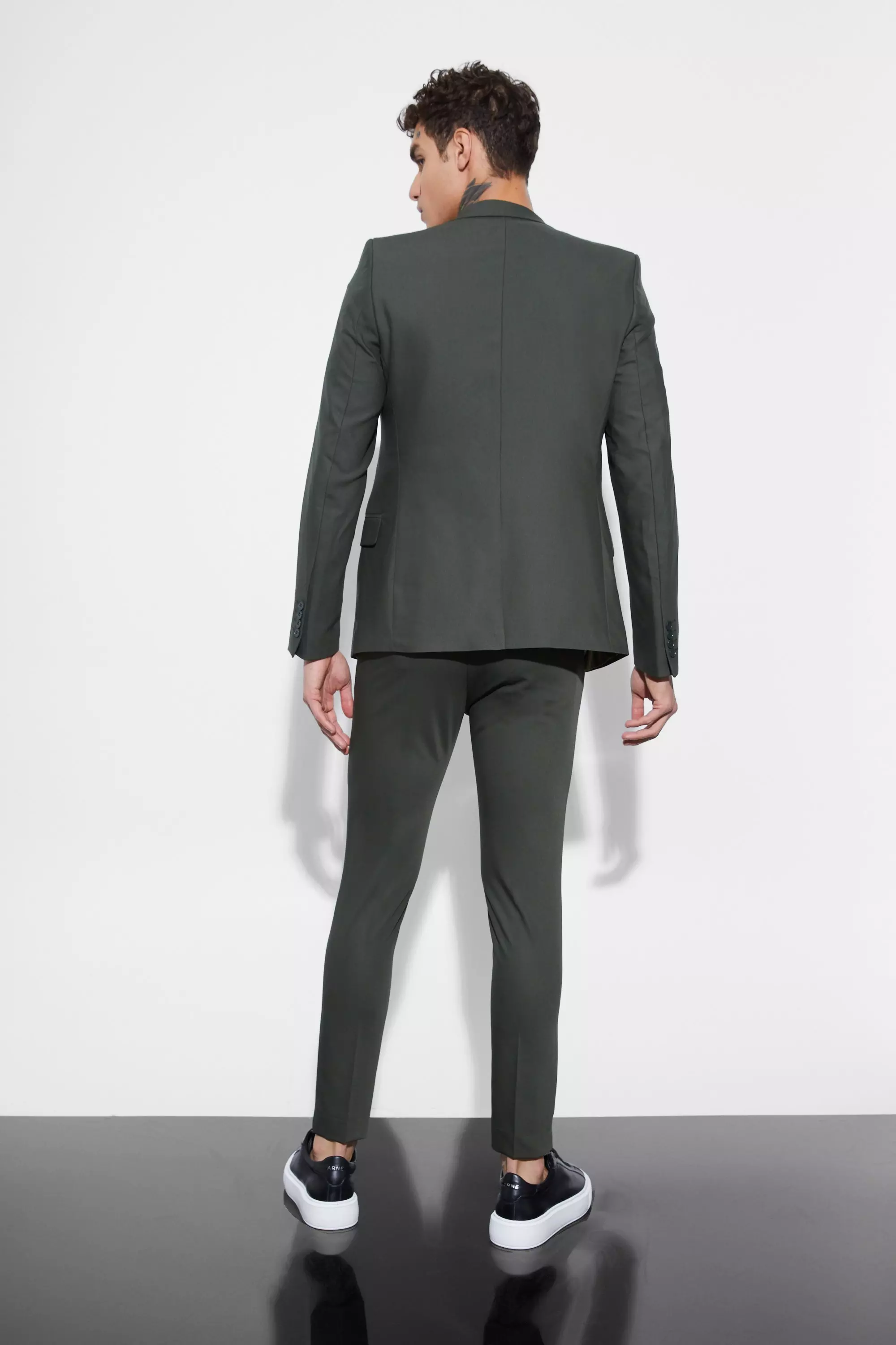 Khaki Super Skinny Double Breasted Blazer alternative image