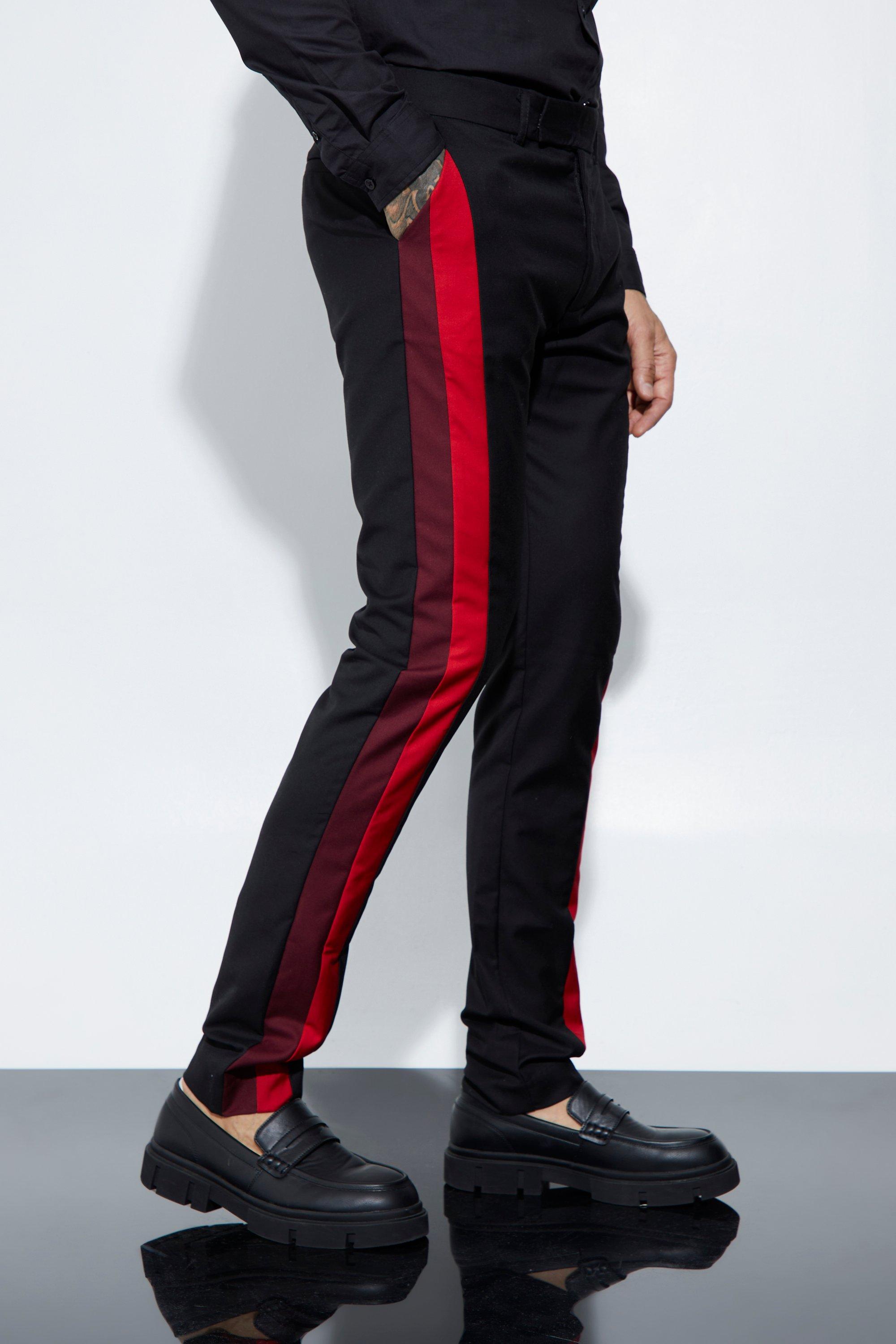 Tall Skinny Fit Colour Block Panel Suit Pants