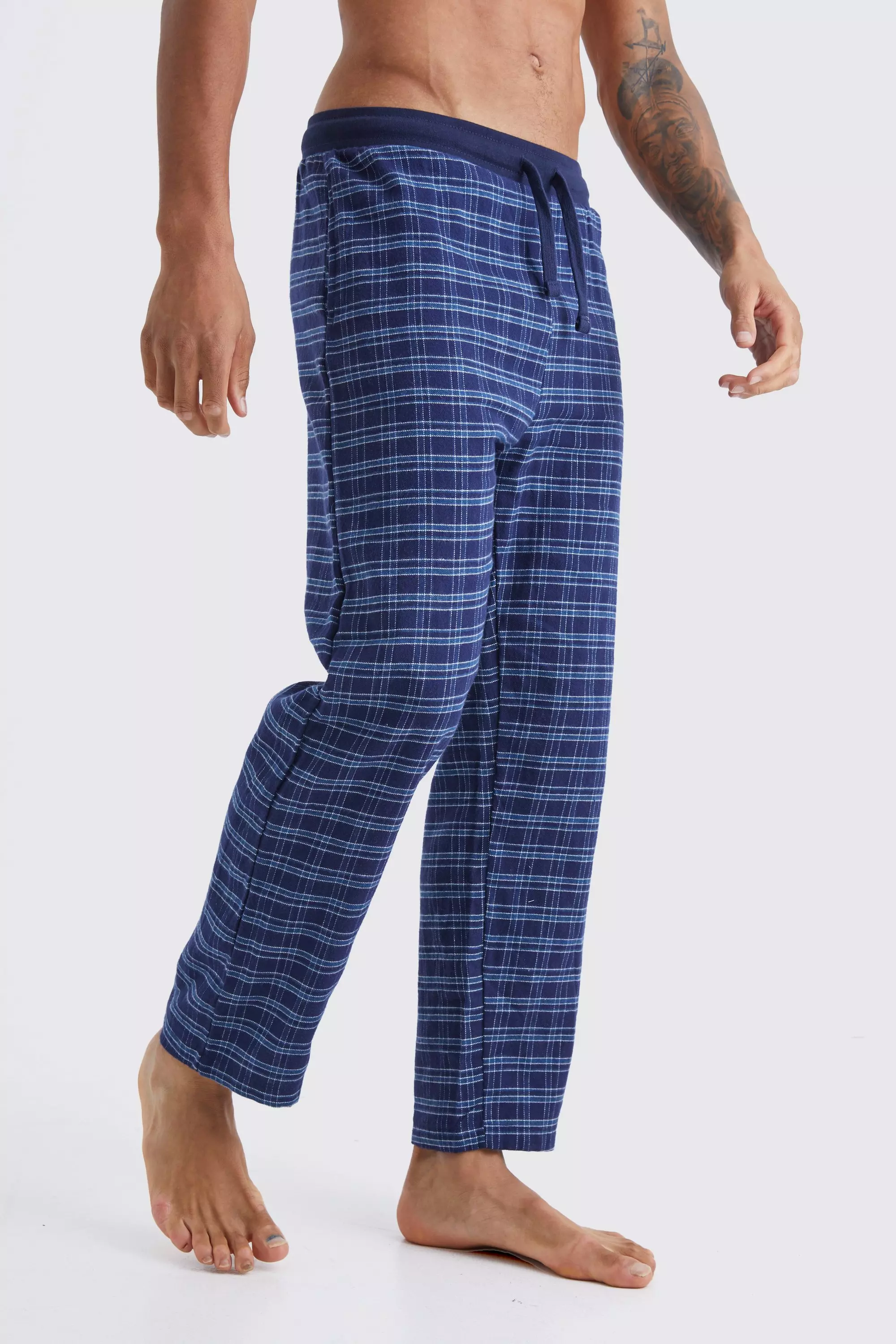 Tall Check Pyjama Bottoms boohooMAN UK
