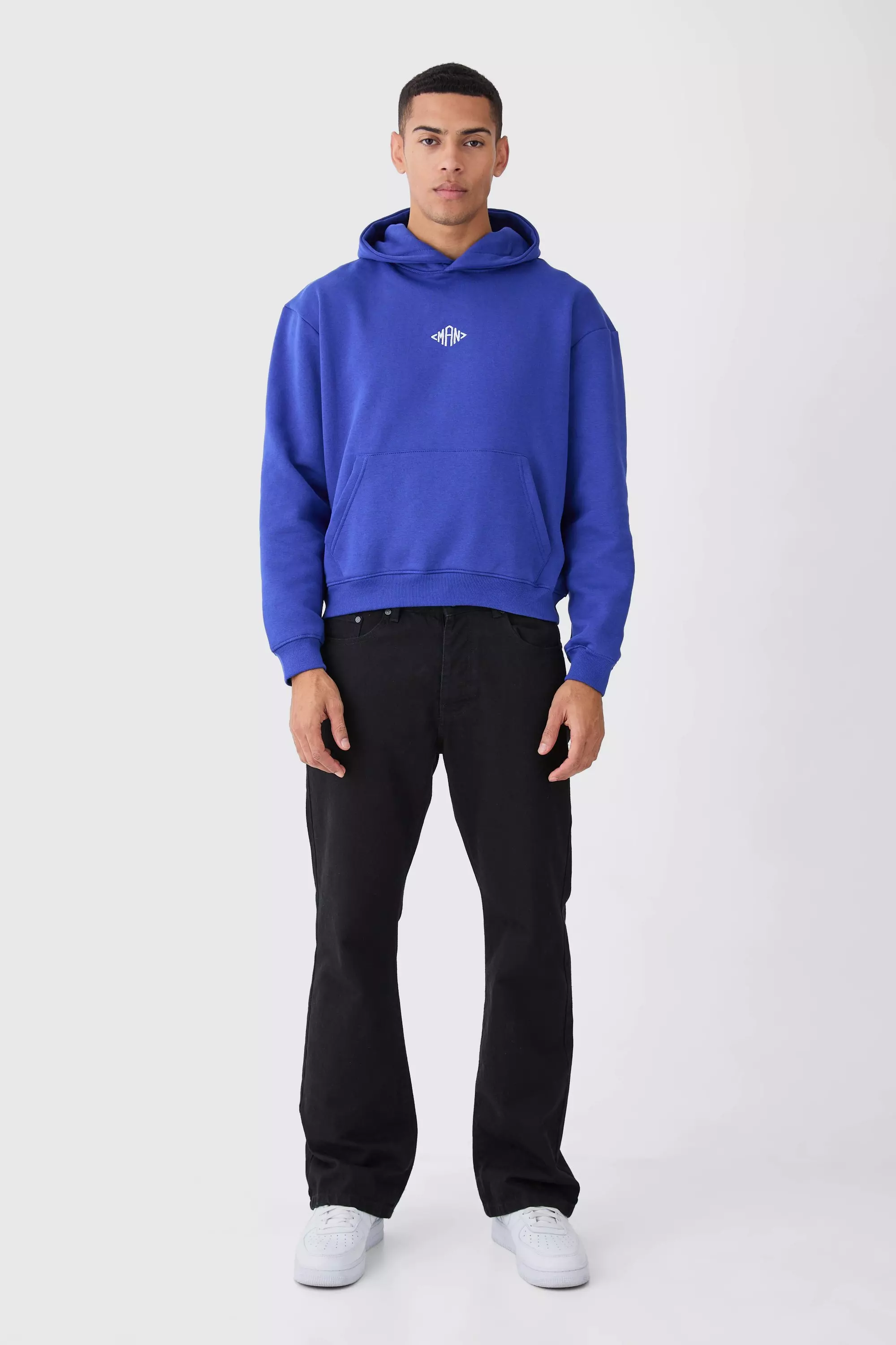 Man Oversized Boxy Hoodie Cobalt